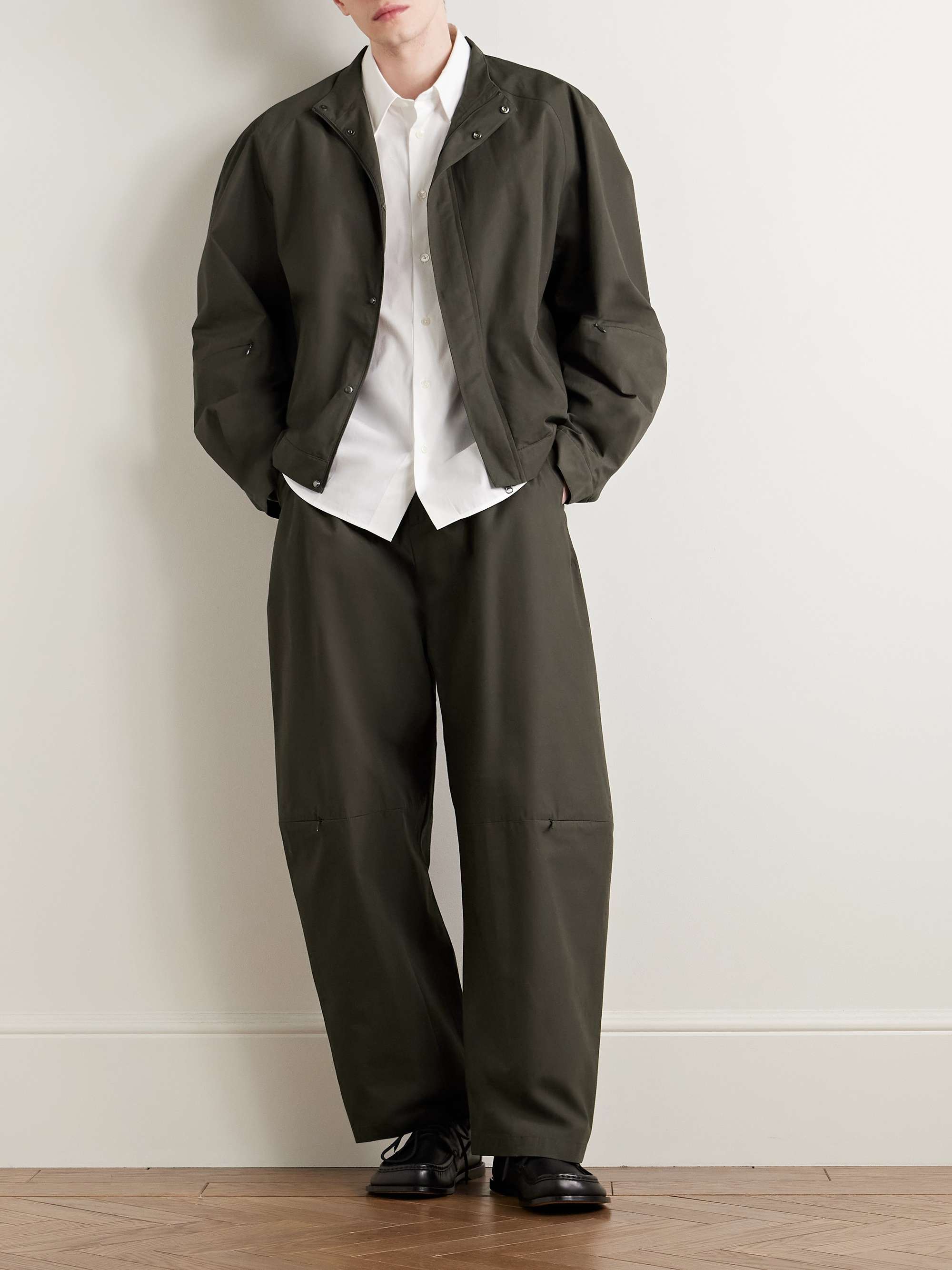Barrel-Leg Cotton-Poplin Trousers view