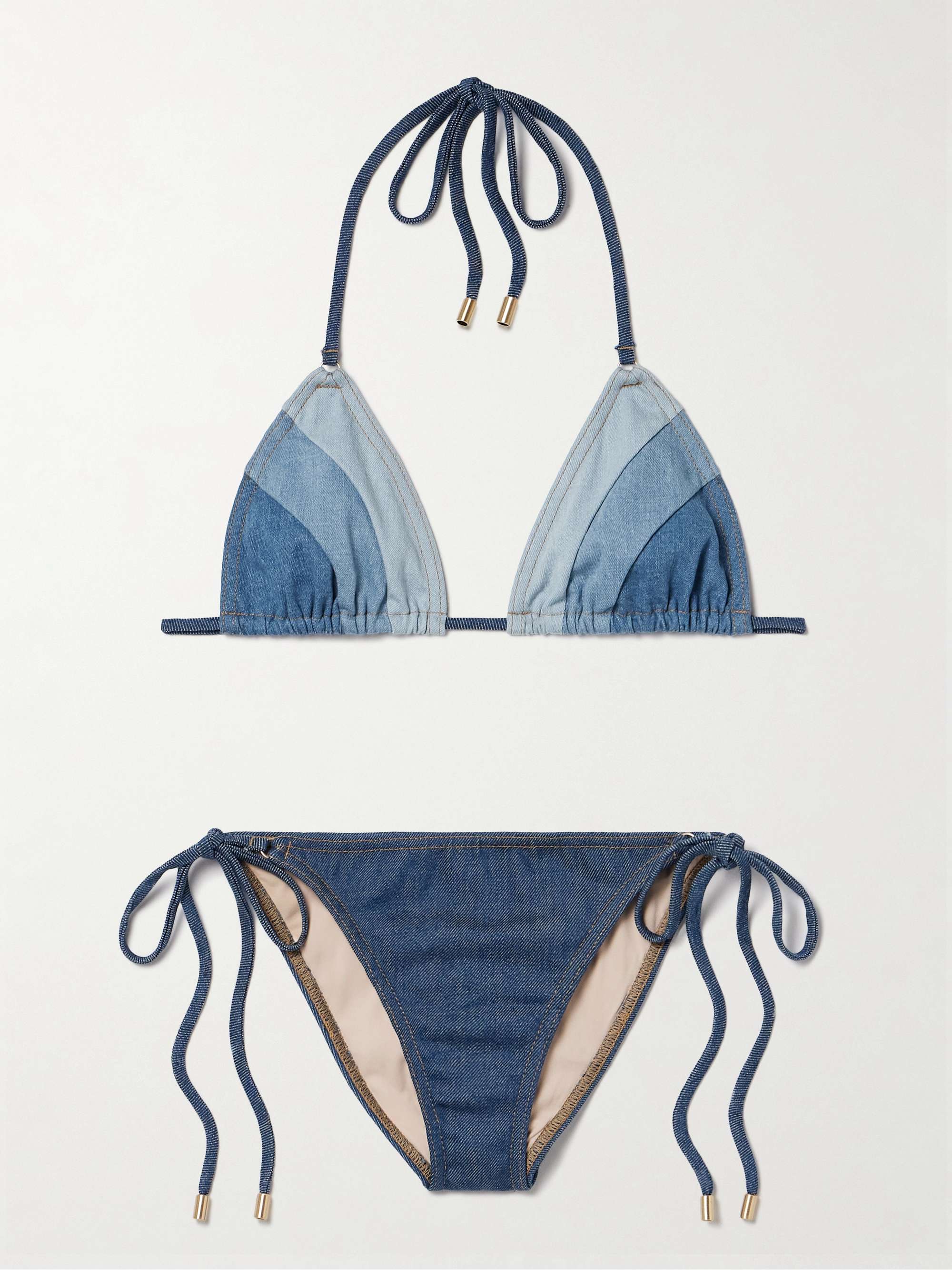 Tallow denim triangle bikini hero visual