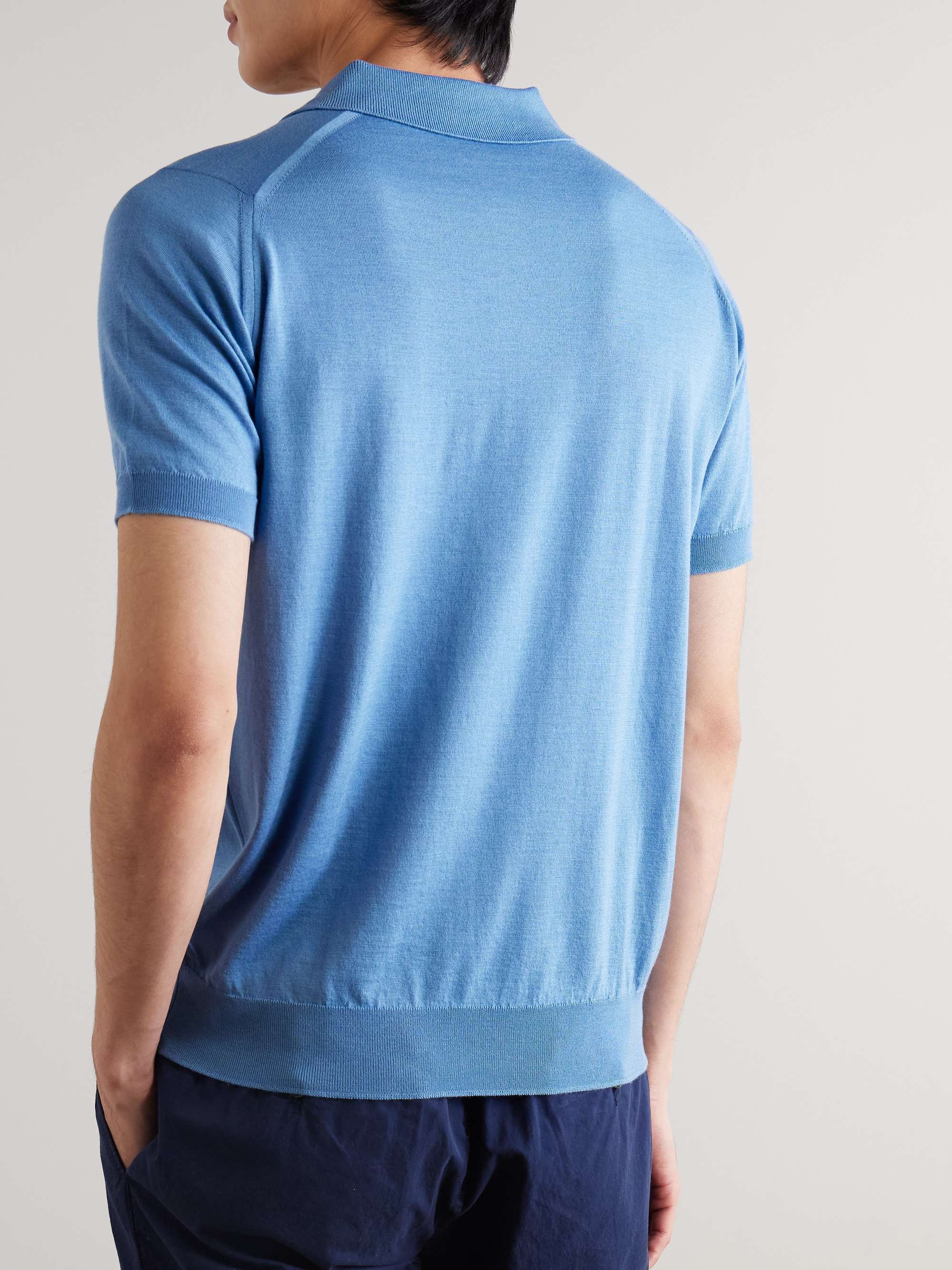 Leyburn Merino Wool and Sea Island Cotton-Blend Gauze Polo Shirt view