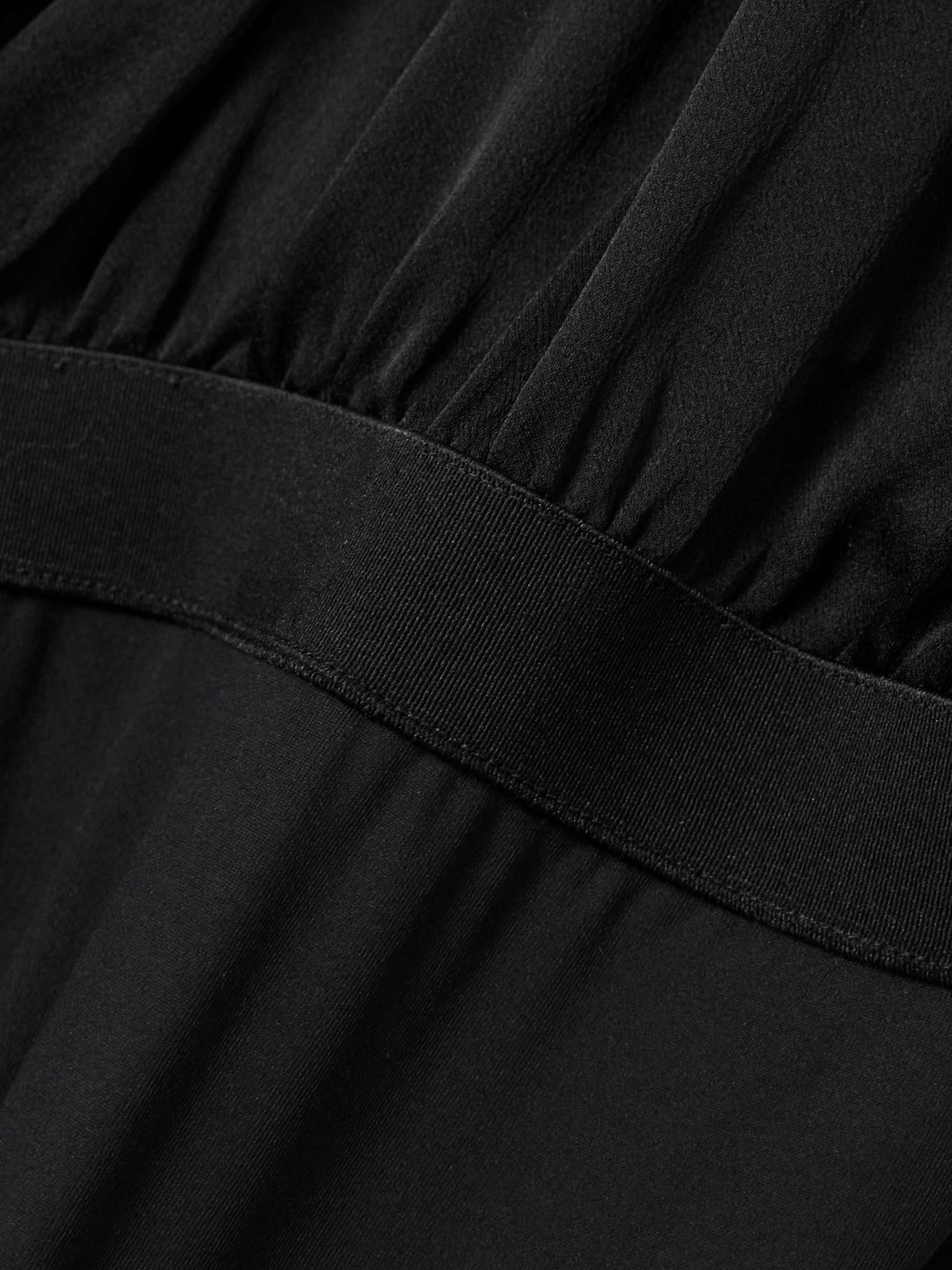 Wrap-effect draped silk-satin and stretch-jersey maxi shirt dress view