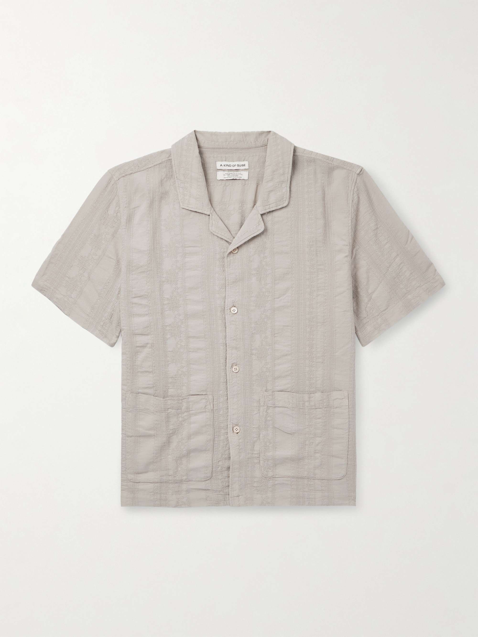 Camp-Collar Embroidered Cotton-Gauze Shirt hero visual