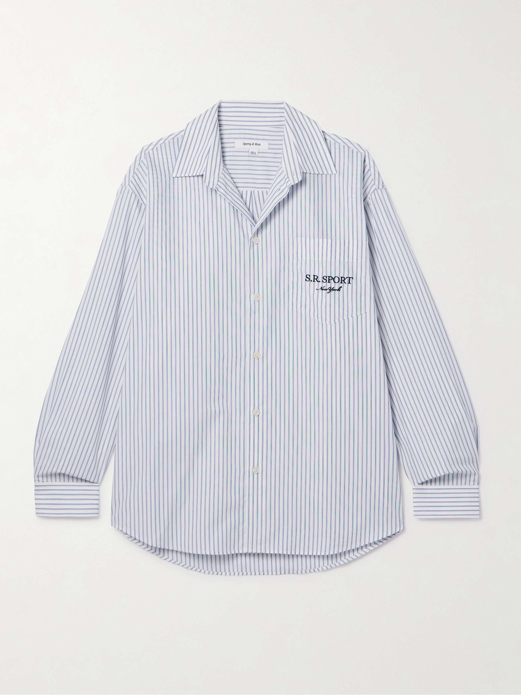 + adidas Originals embroidered striped cotton-poplin shirt hero visual