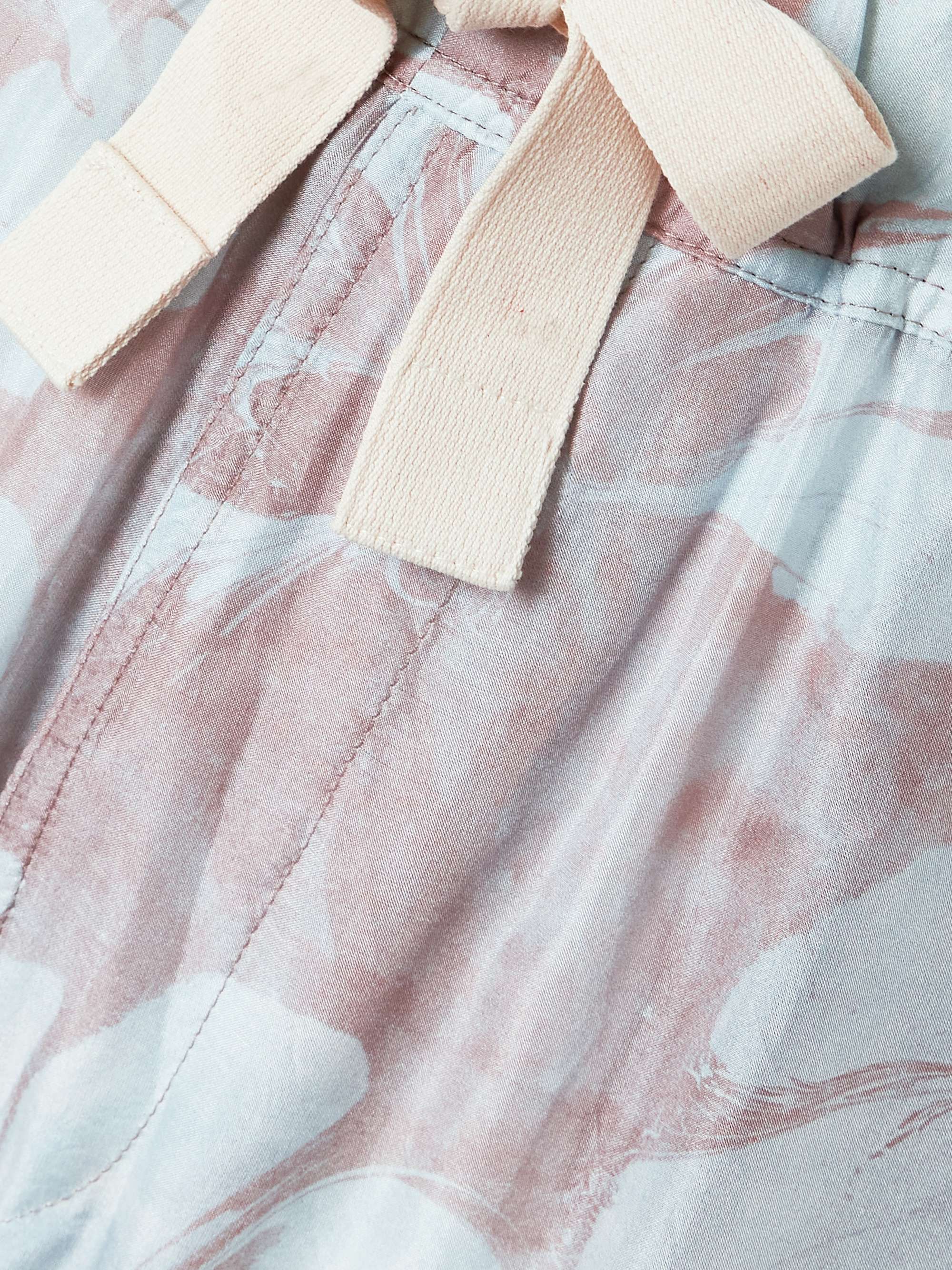 Grosgrain-trimmed floral-print silk-voile wide-leg pants view