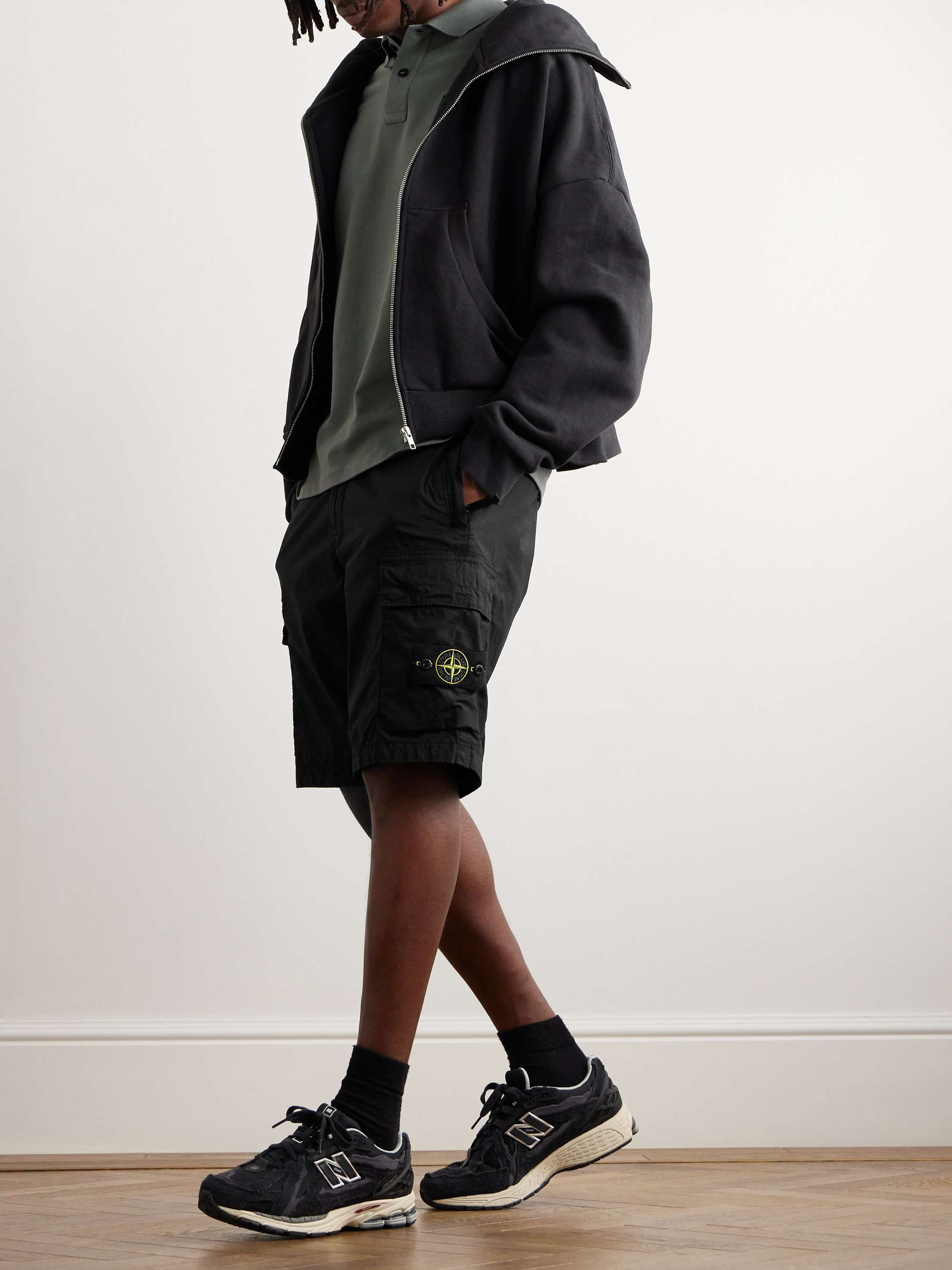 Straight-Leg Logo-Appliquéd Cotton-Blend Canvas Cargo Shorts view