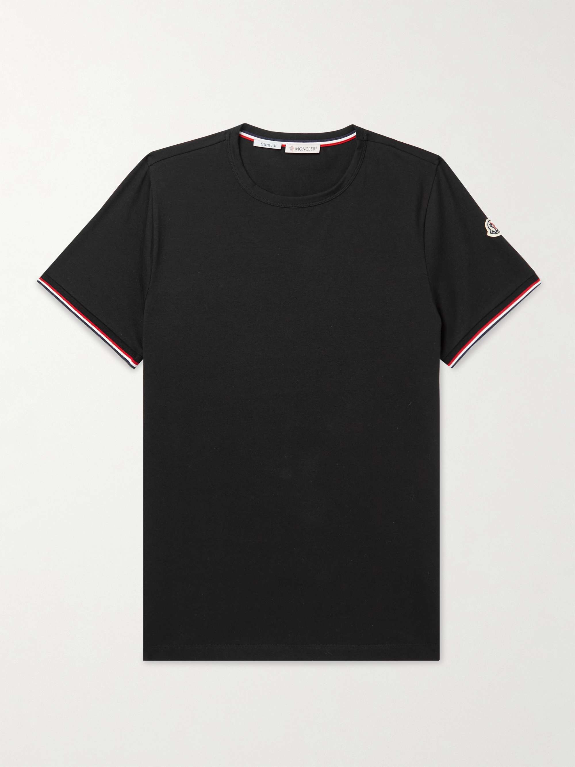 Slim-Fit Logo-Appliquéd Contrast-Tipped Cotton-Blend Jersey T-Shirt hero visual