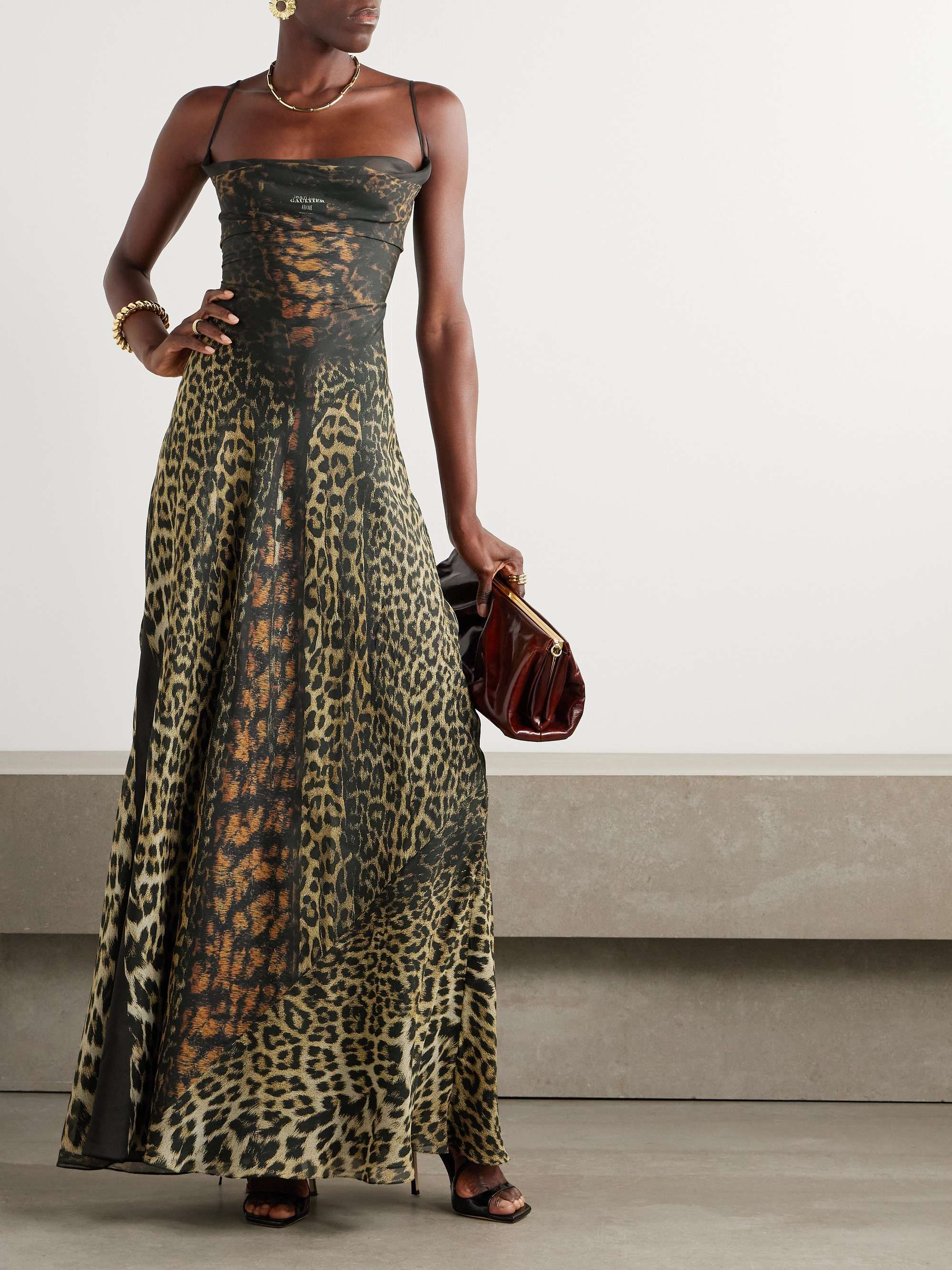 Leopard-print silk-chiffon maxi dress view