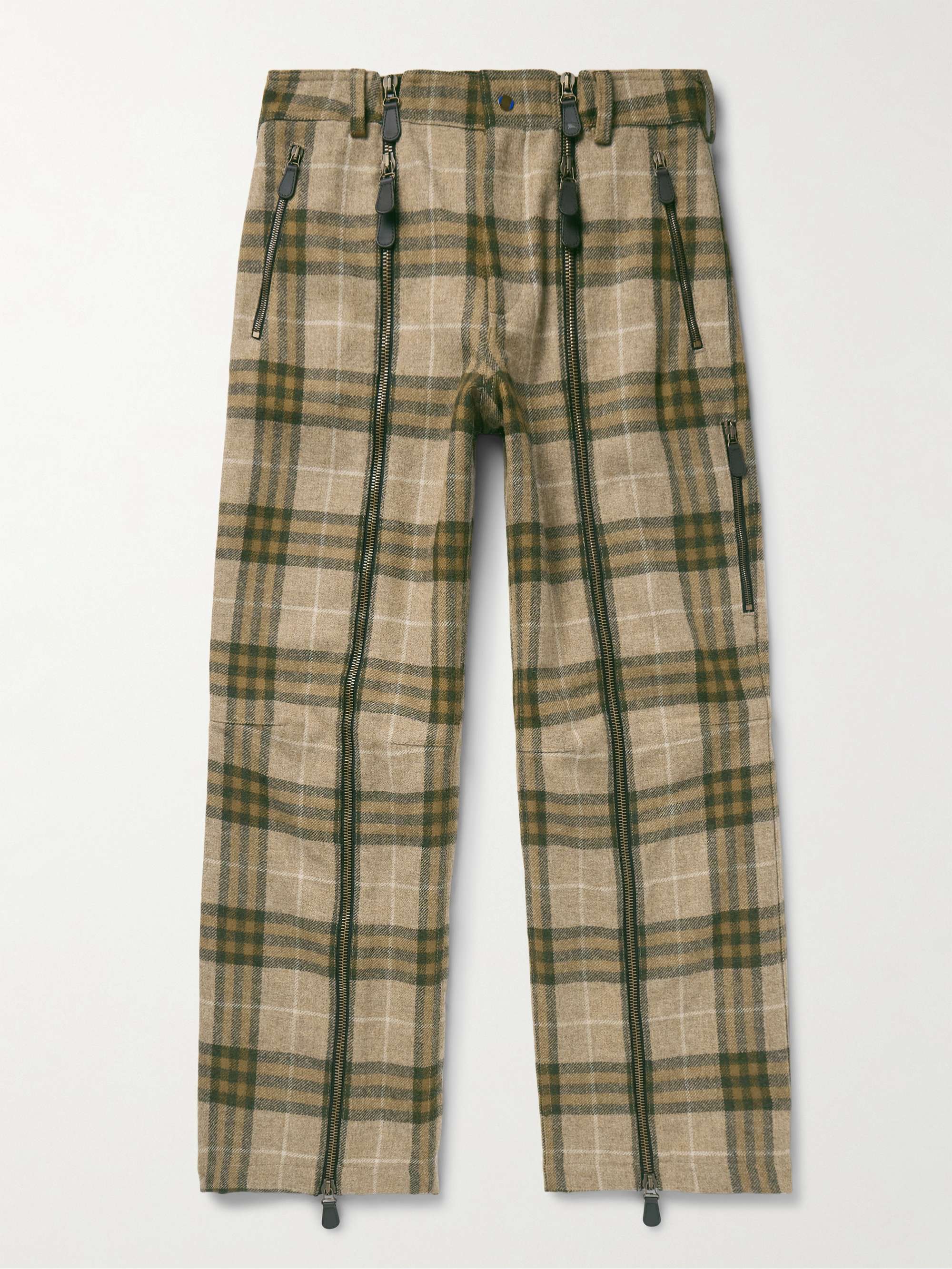 Straight-Leg Zip-Detailed Checked Wool Trousers hero visual