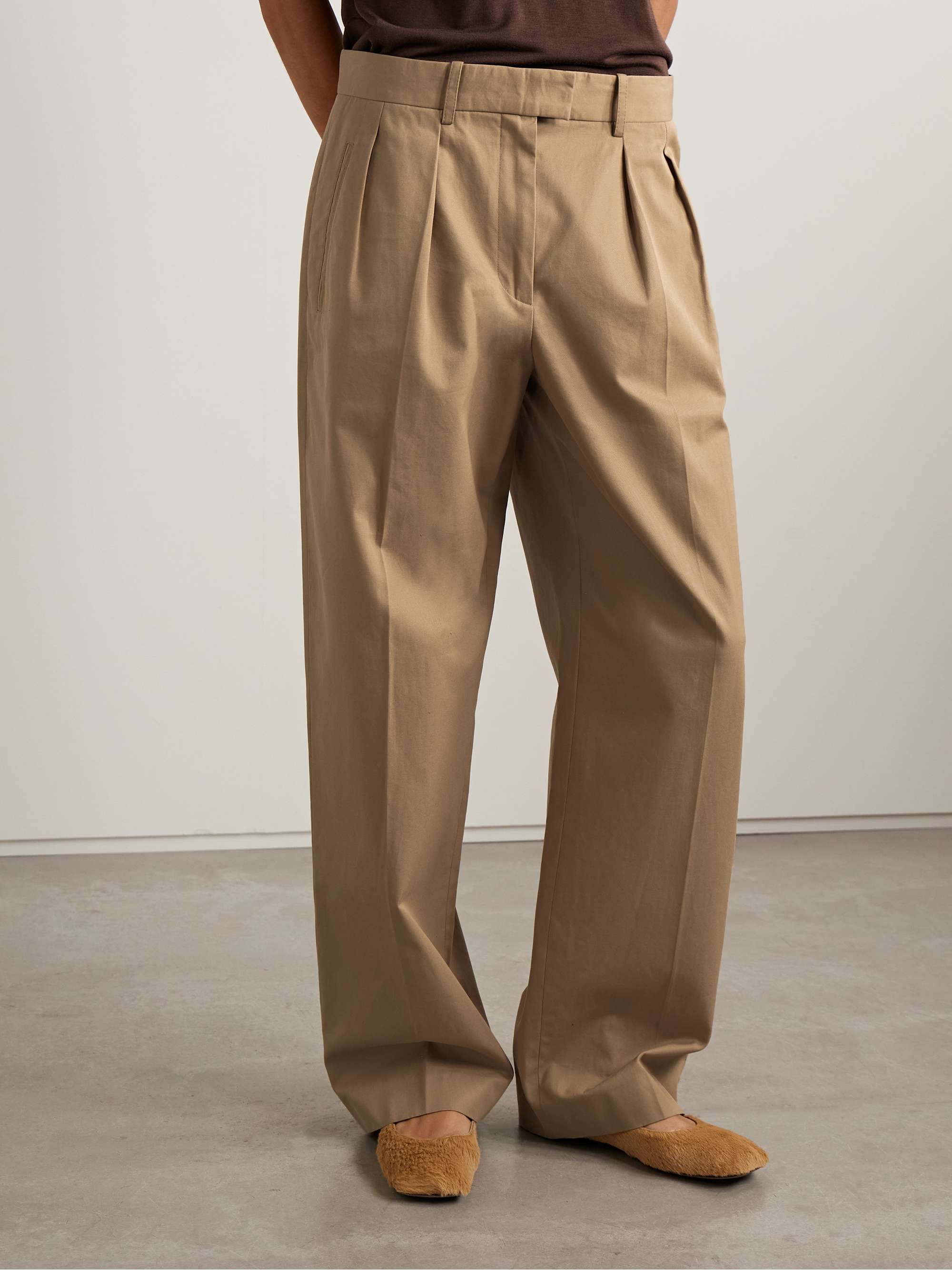 Alfidis pleated brushed cotton and cashmere-blend twill wide-leg pants view