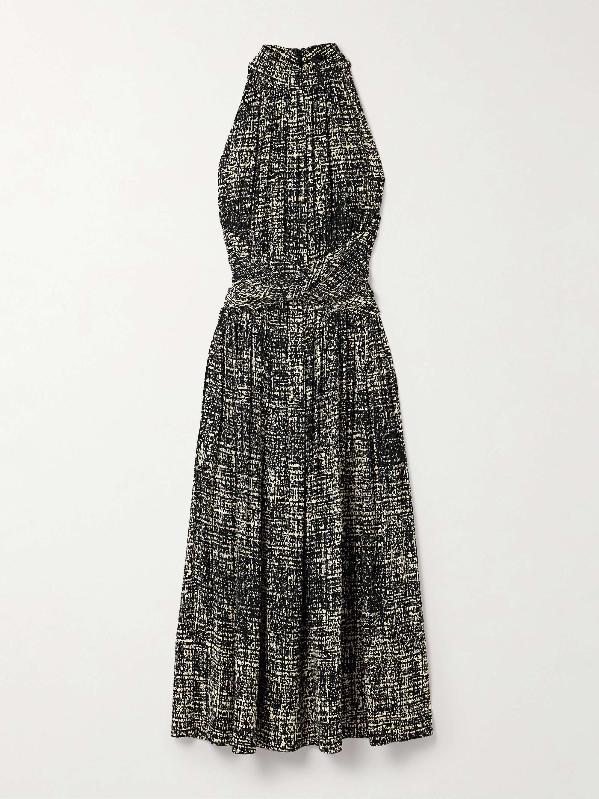 Lola twist-front pleated printed crepe maxi dress hero visual
