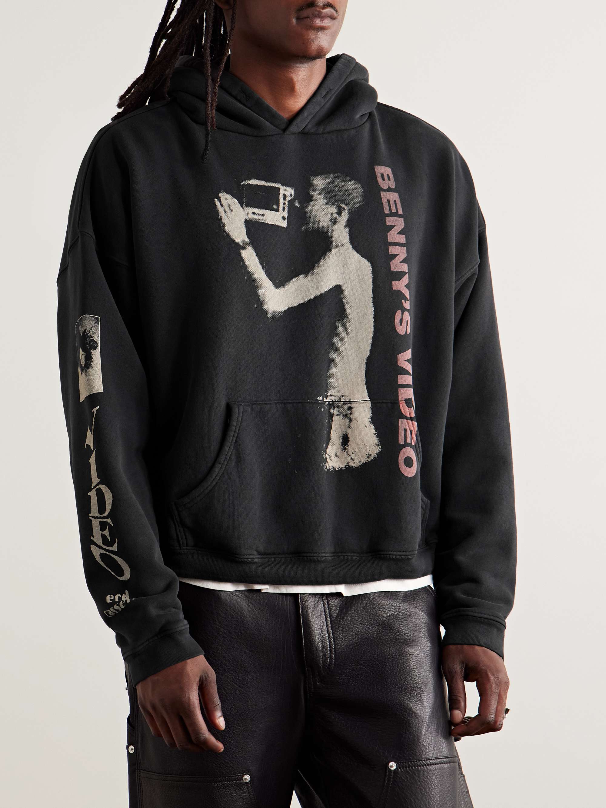 Benny's Video Printed Cotton-Jersey Hoodie view
