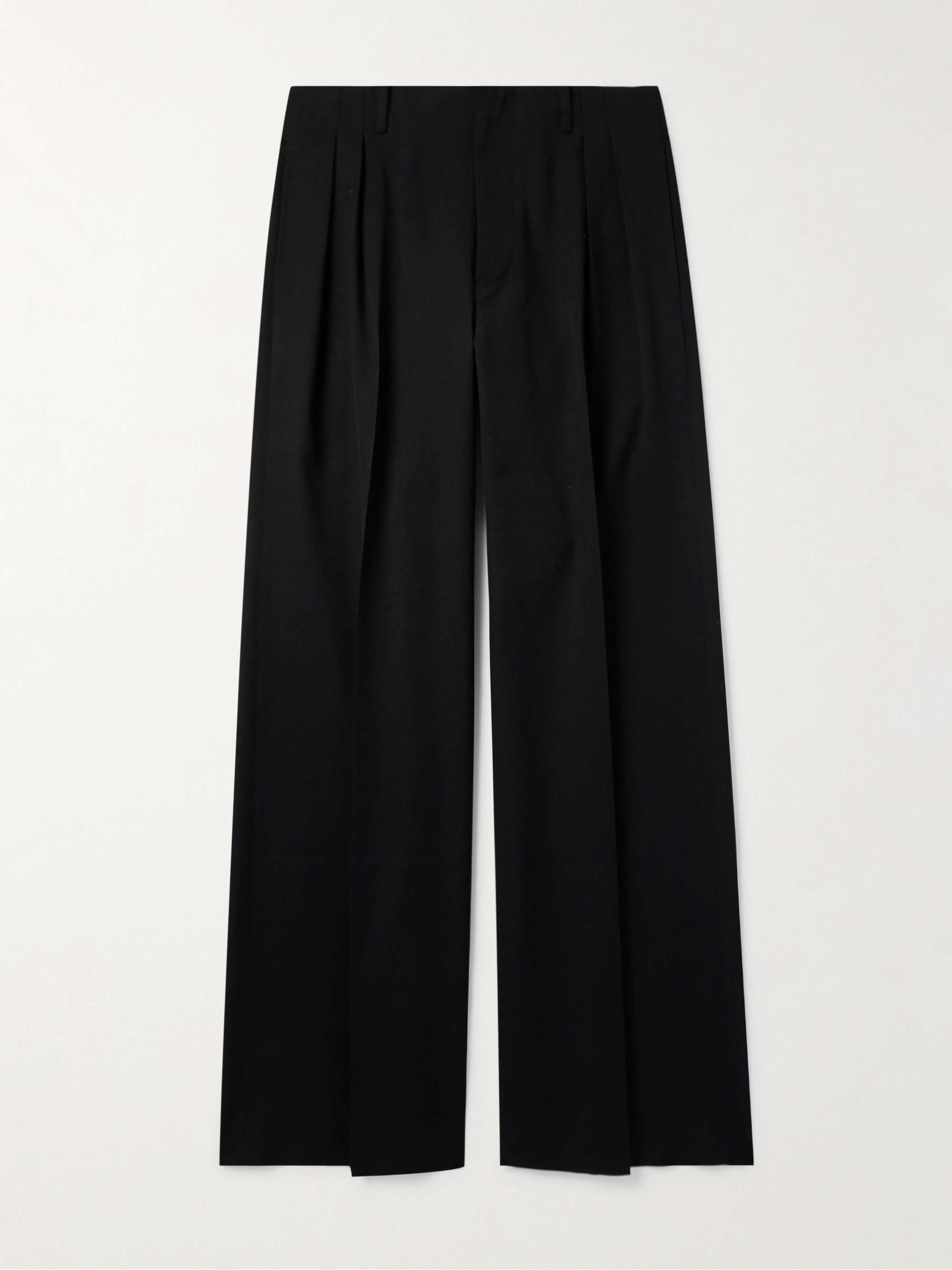 Wide-Leg Pleated Virgin Wool Suit Trousers hero visual