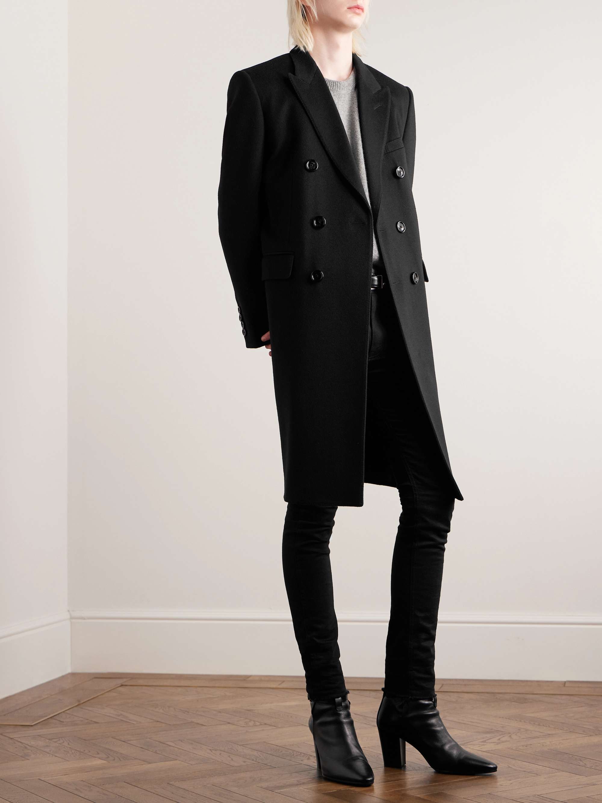 Slim-Fit Double-Breasted Wool Coat view