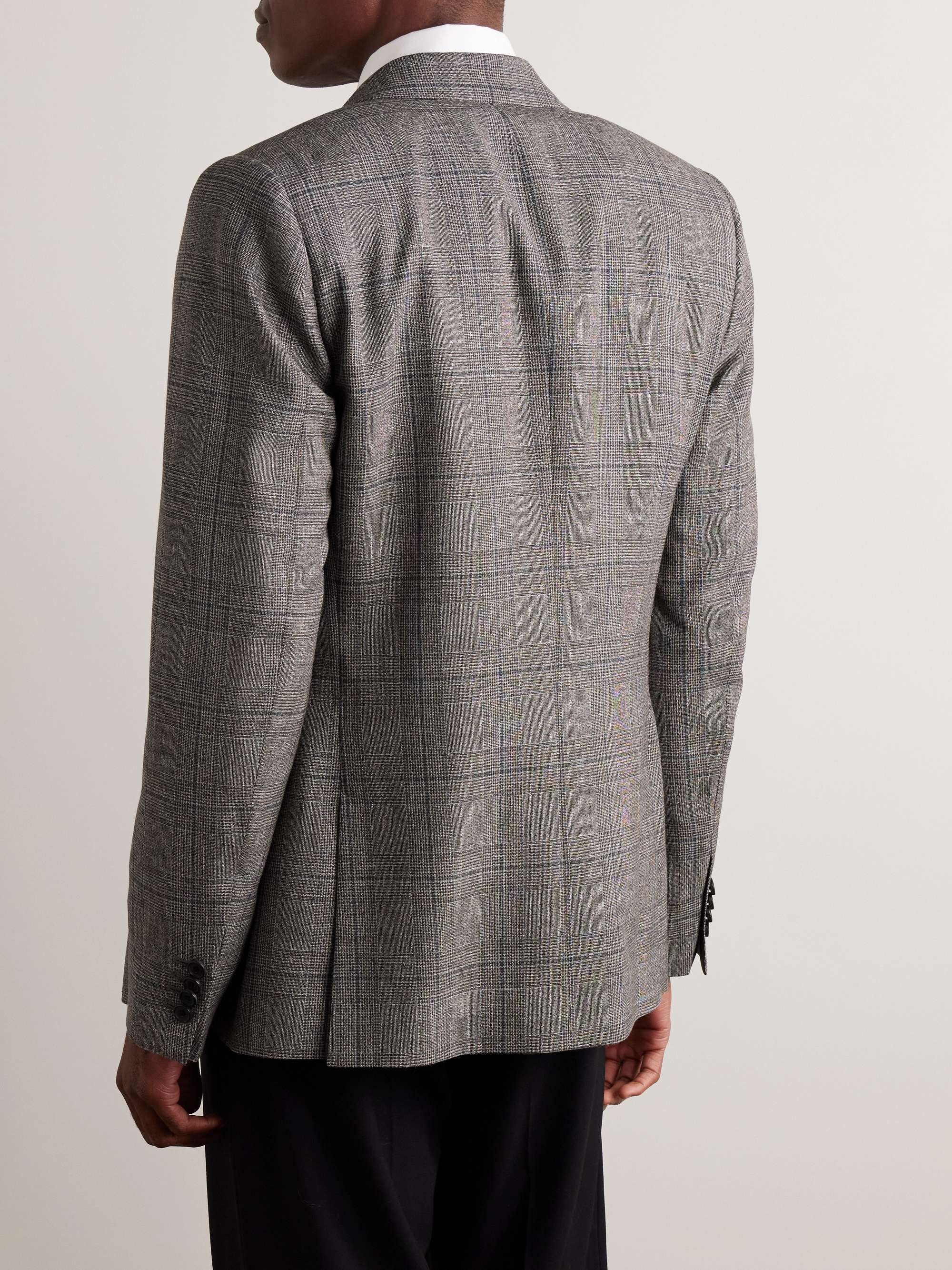 Double-Breasted Prince of Wales Checked Wool and Linen-Blend Suit Jacket view