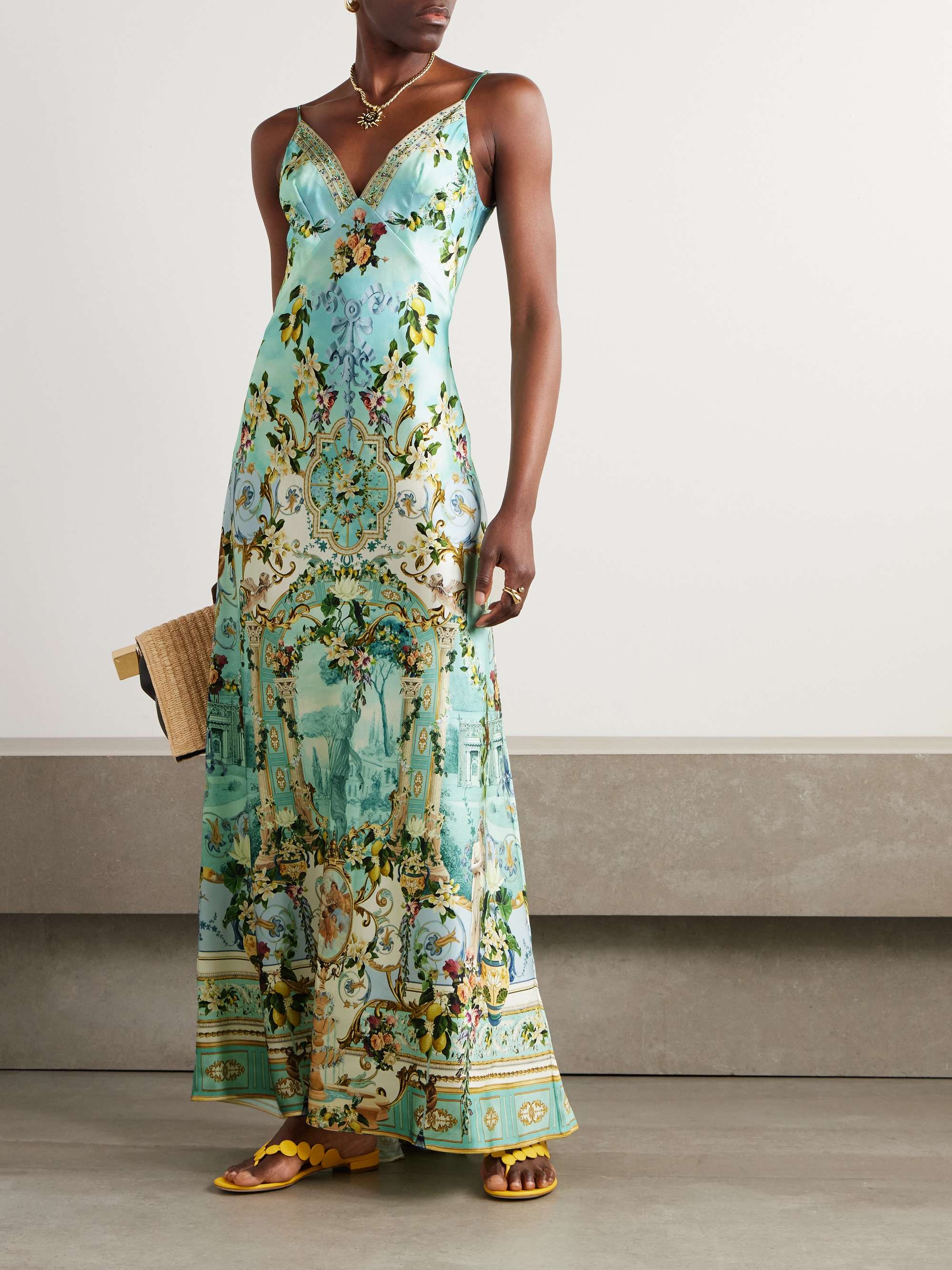 + The White Lotus crystal-embellished printed silk maxi dress view