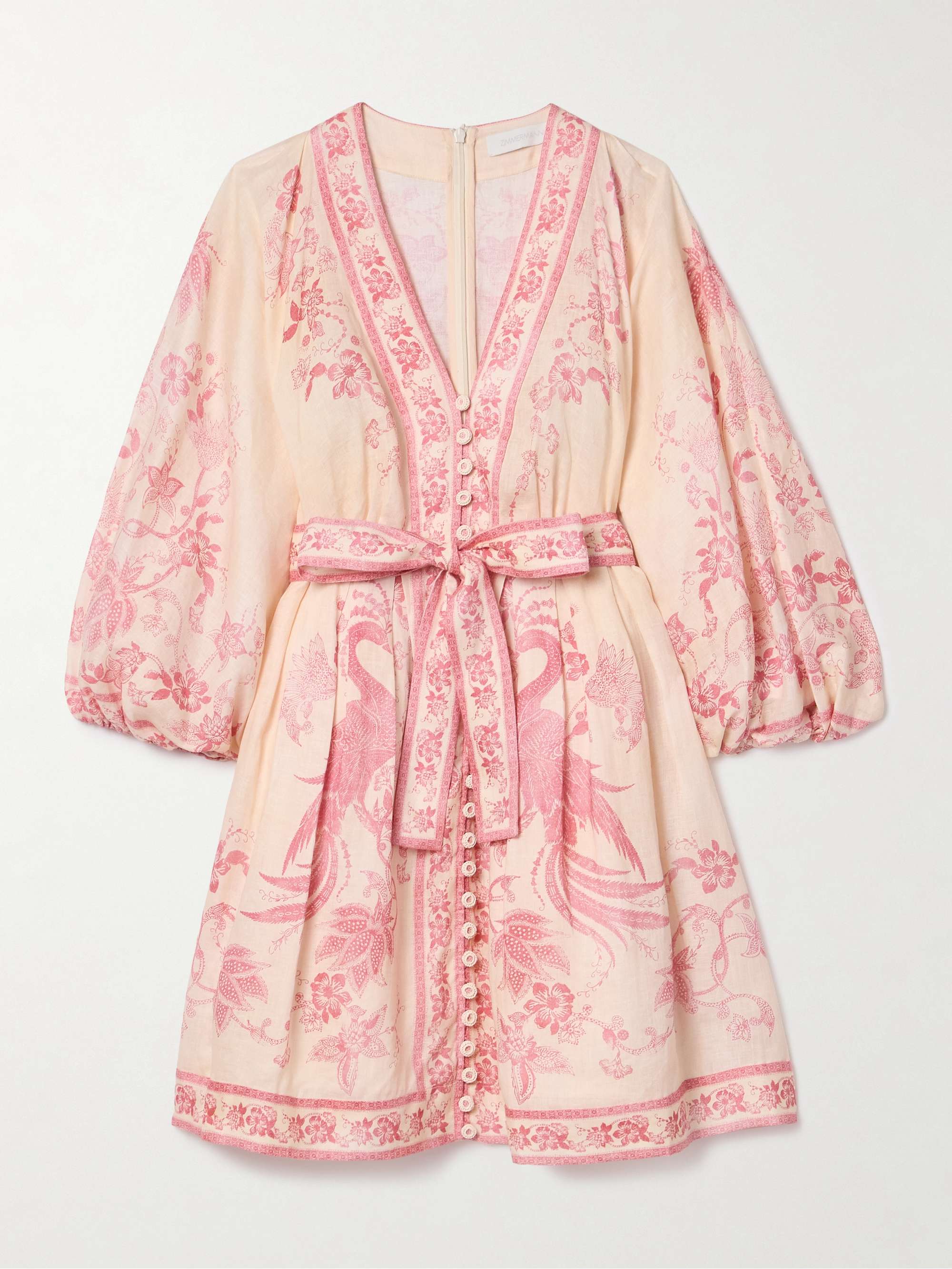 Lucky belted printed linen mini dress hero visual