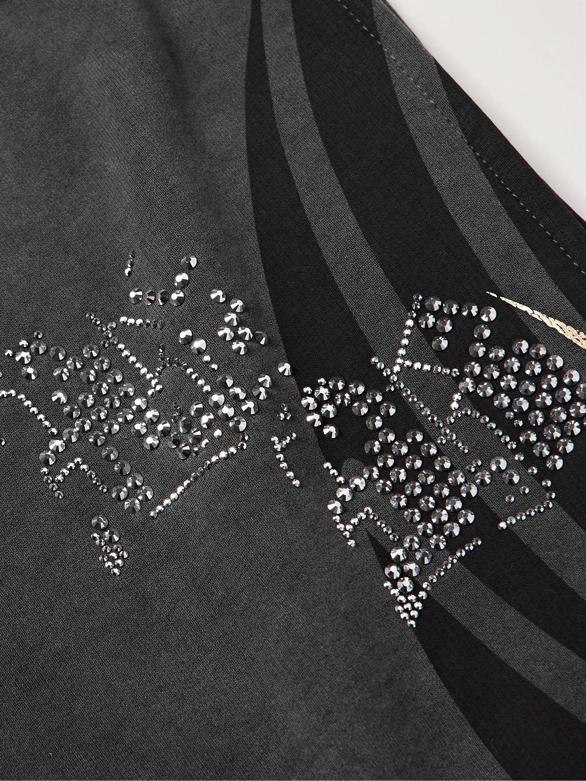 Tacky Wide-Leg Crystal-Embellished Printed Cotton-Jersey Sweatpants view