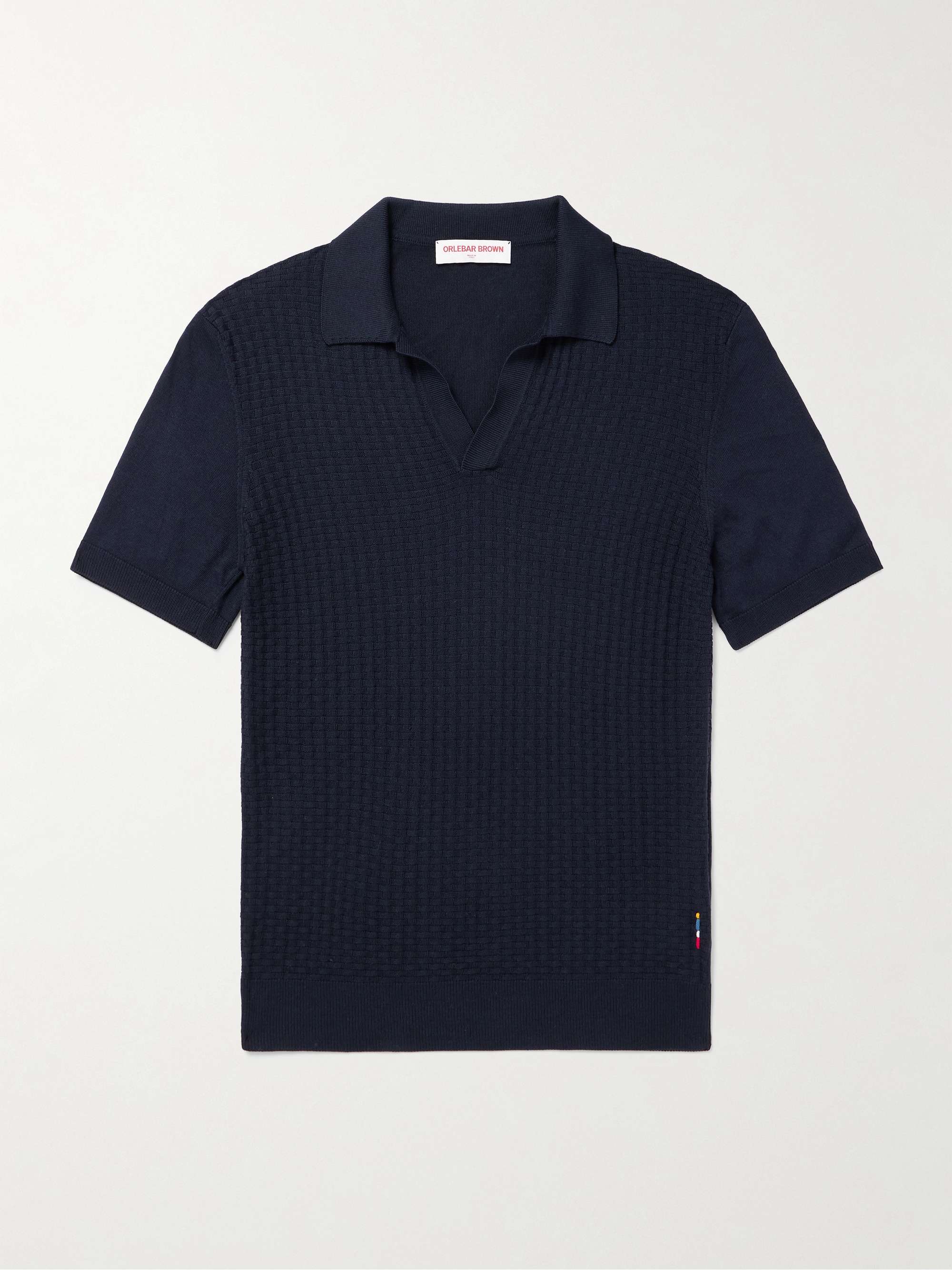 Horton Waffle-Knit Mulberry Silk and Organic Cotton-Blend Polo Shirt hero visual