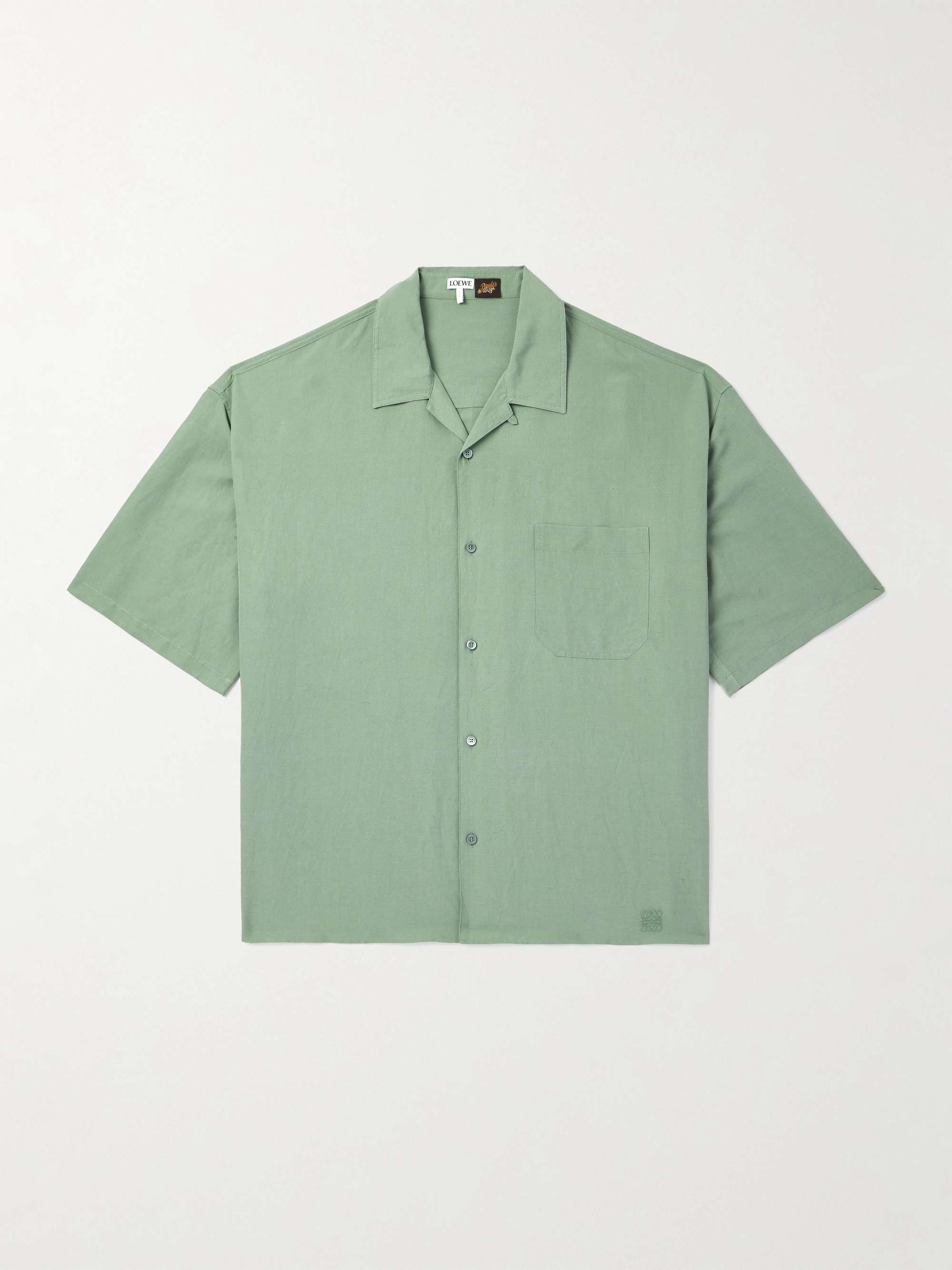 + Paula's Ibiza Oversized Convertible-Collar Logo-Embroidered Woven Shirt hero visual