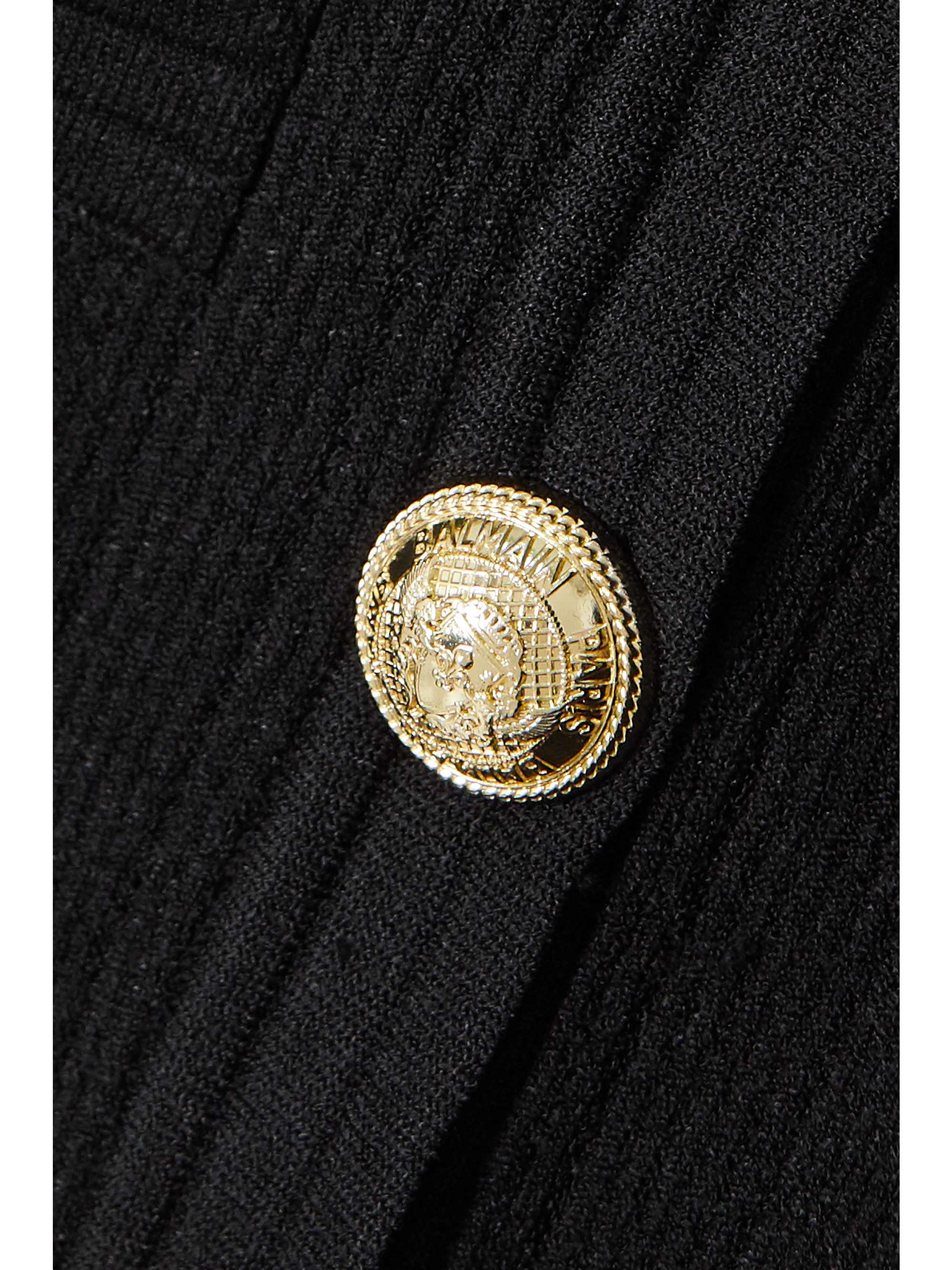 Cropped button-embellished jacquard-knit blazer view