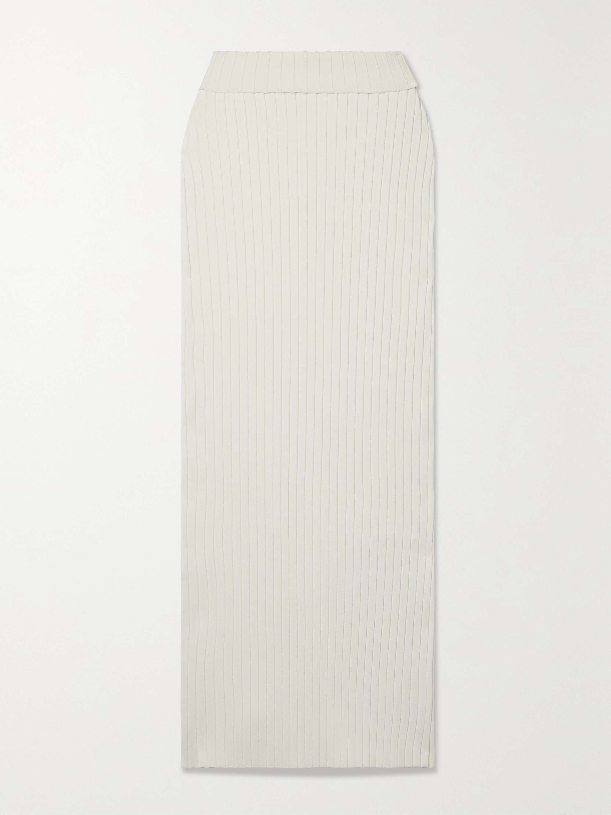 Moss ribbed silk maxi skirt hero visual