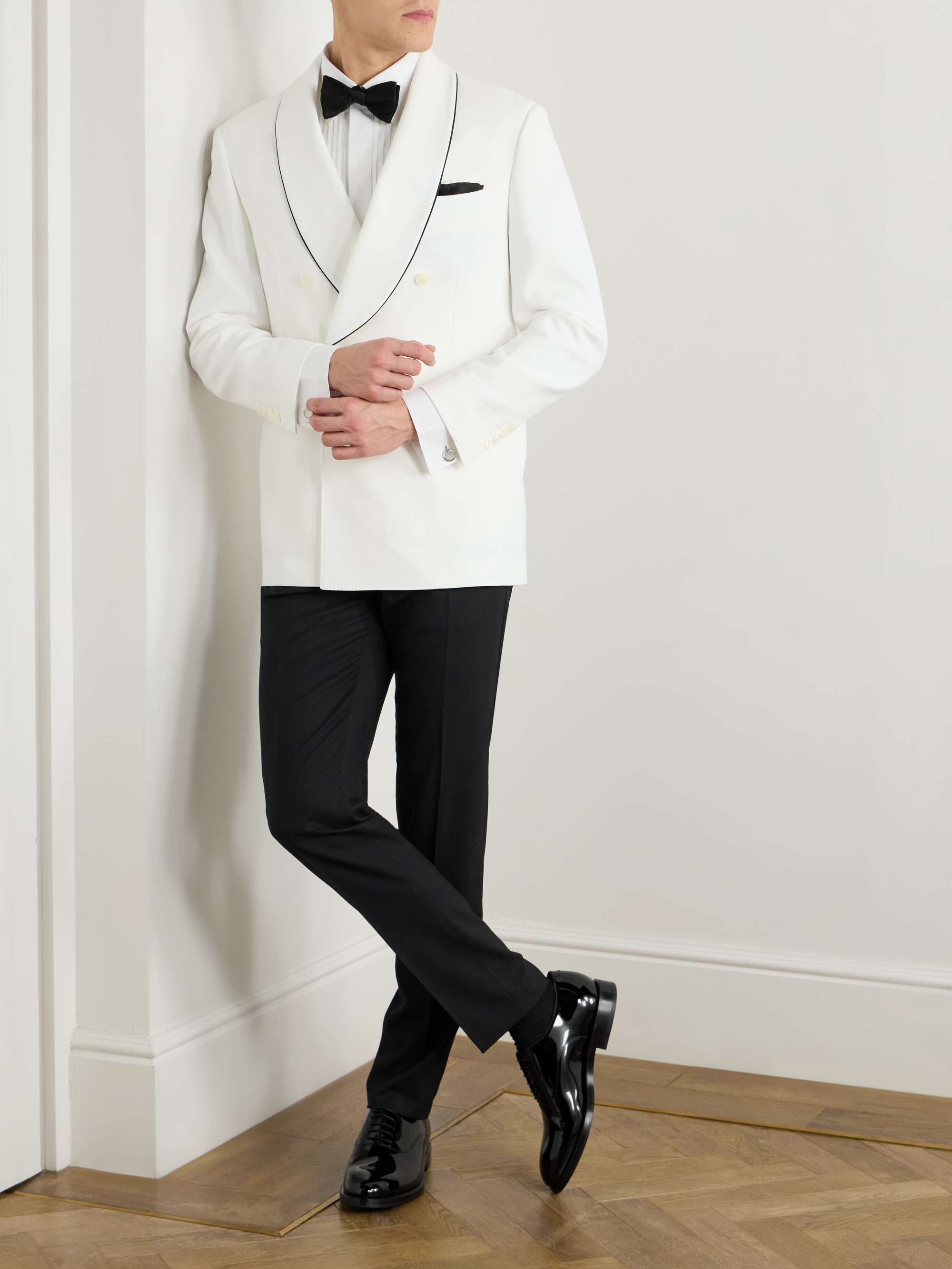 Slim-Fit Tapered Satin-Trimmed Virgin Wool Tuxedo Trousers view