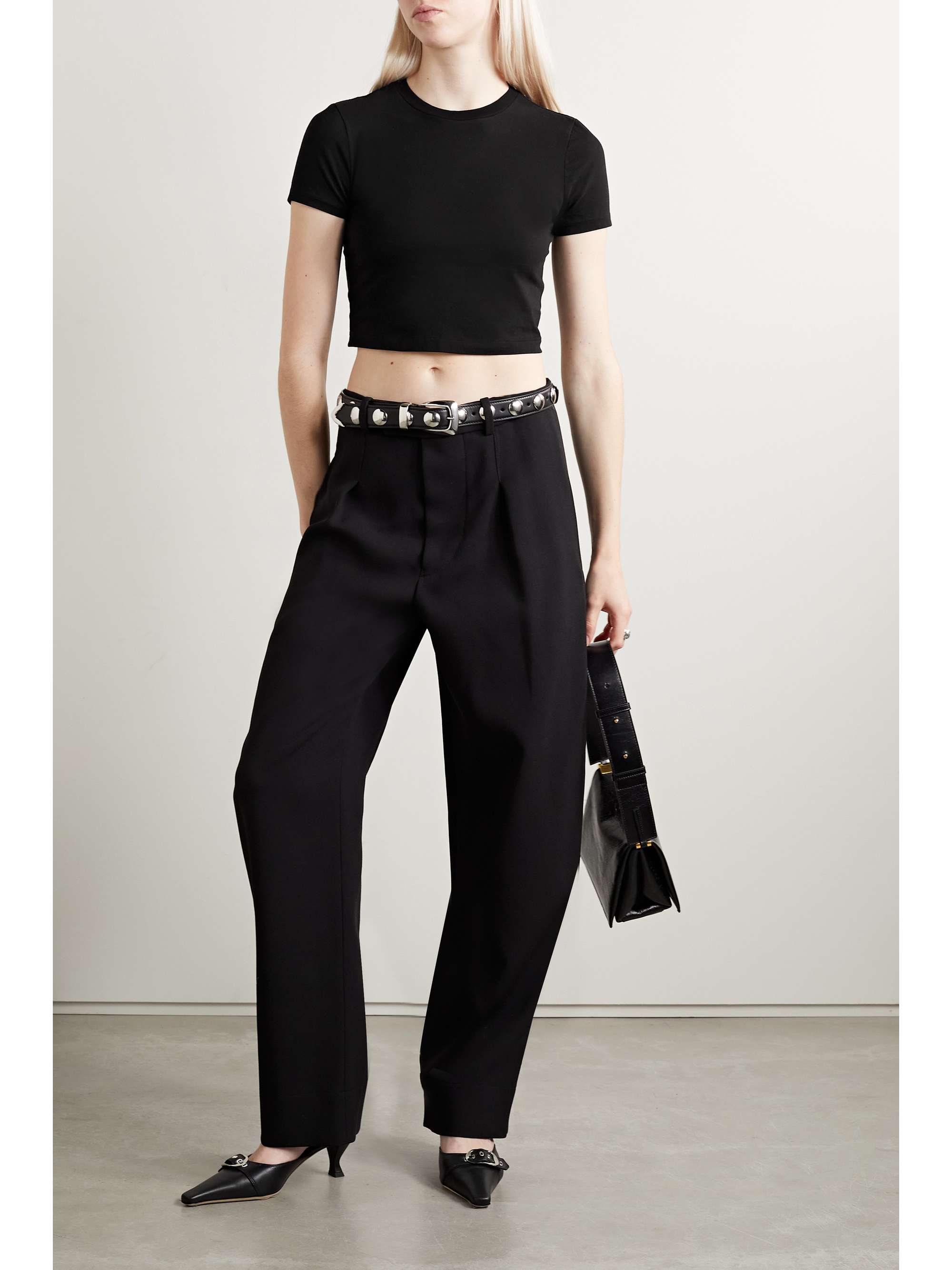 + Hanes Micro cropped cotton-jersey T-shirt view