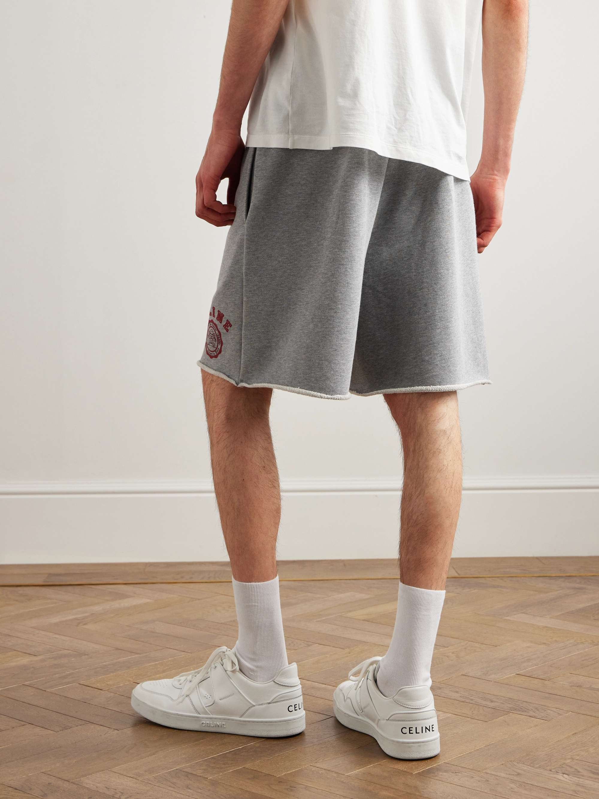 Straight-Leg Logo-Flocked Cotton-Jersey Drawstring Shorts view