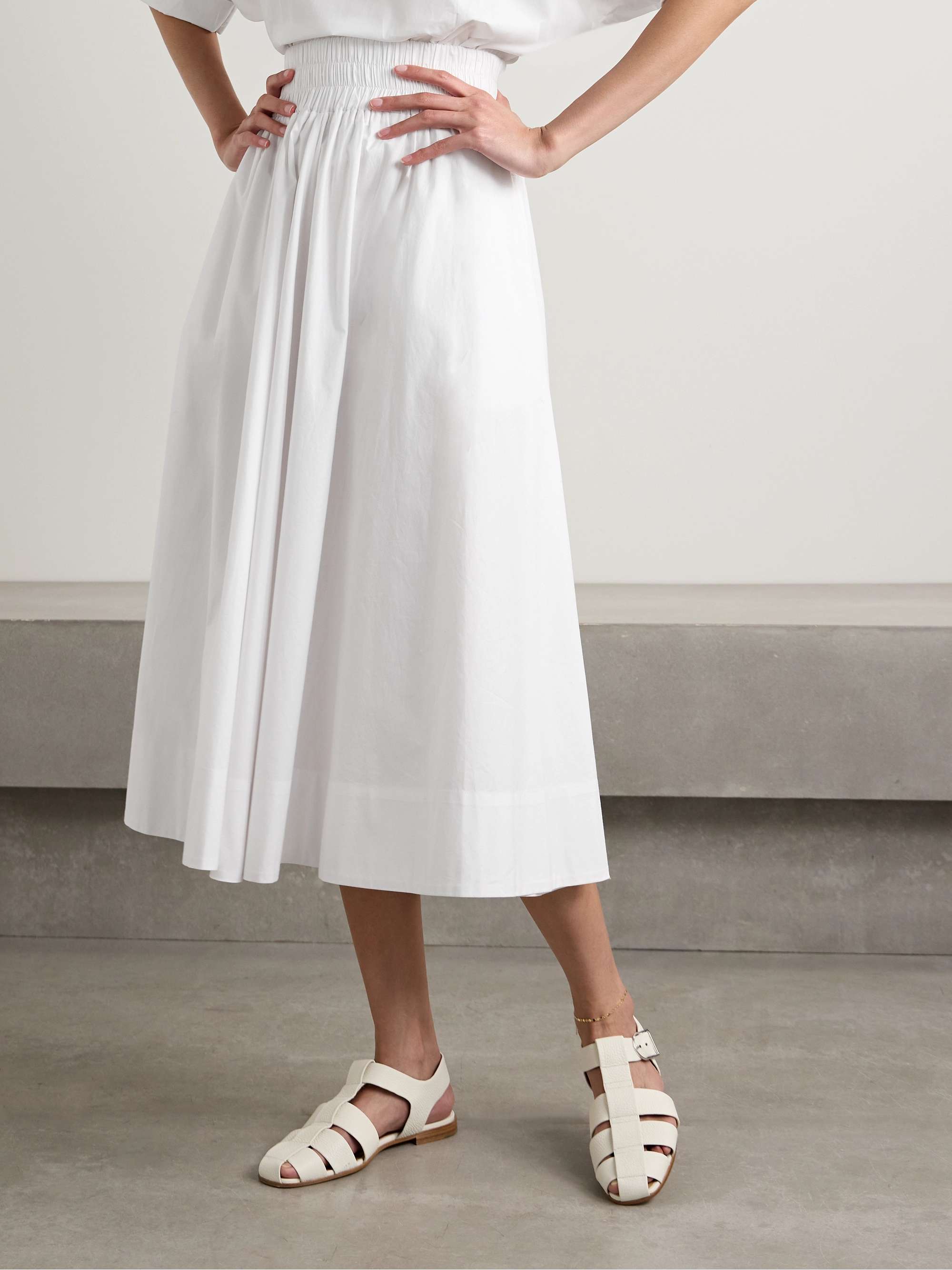 The Kyria pleated cotton-poplin midi skirt view