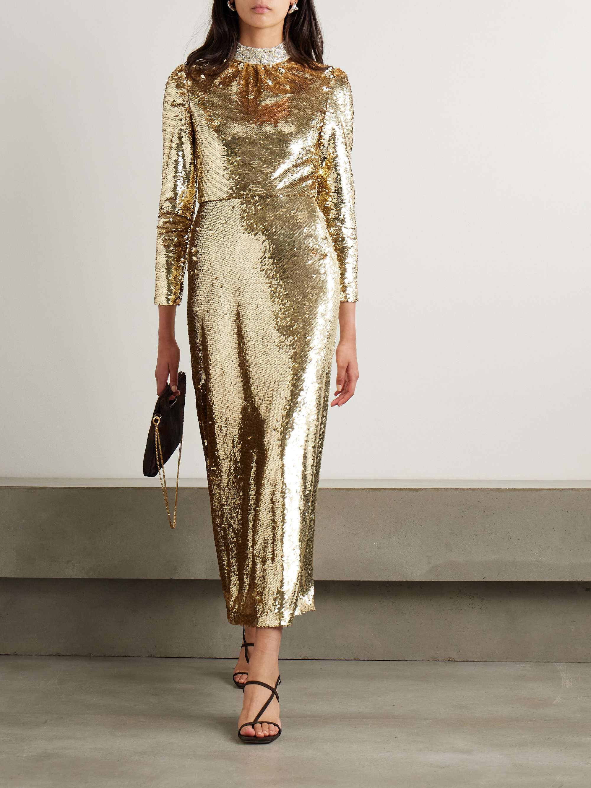 Jena embellished silk-trimmed tulle midi dress view