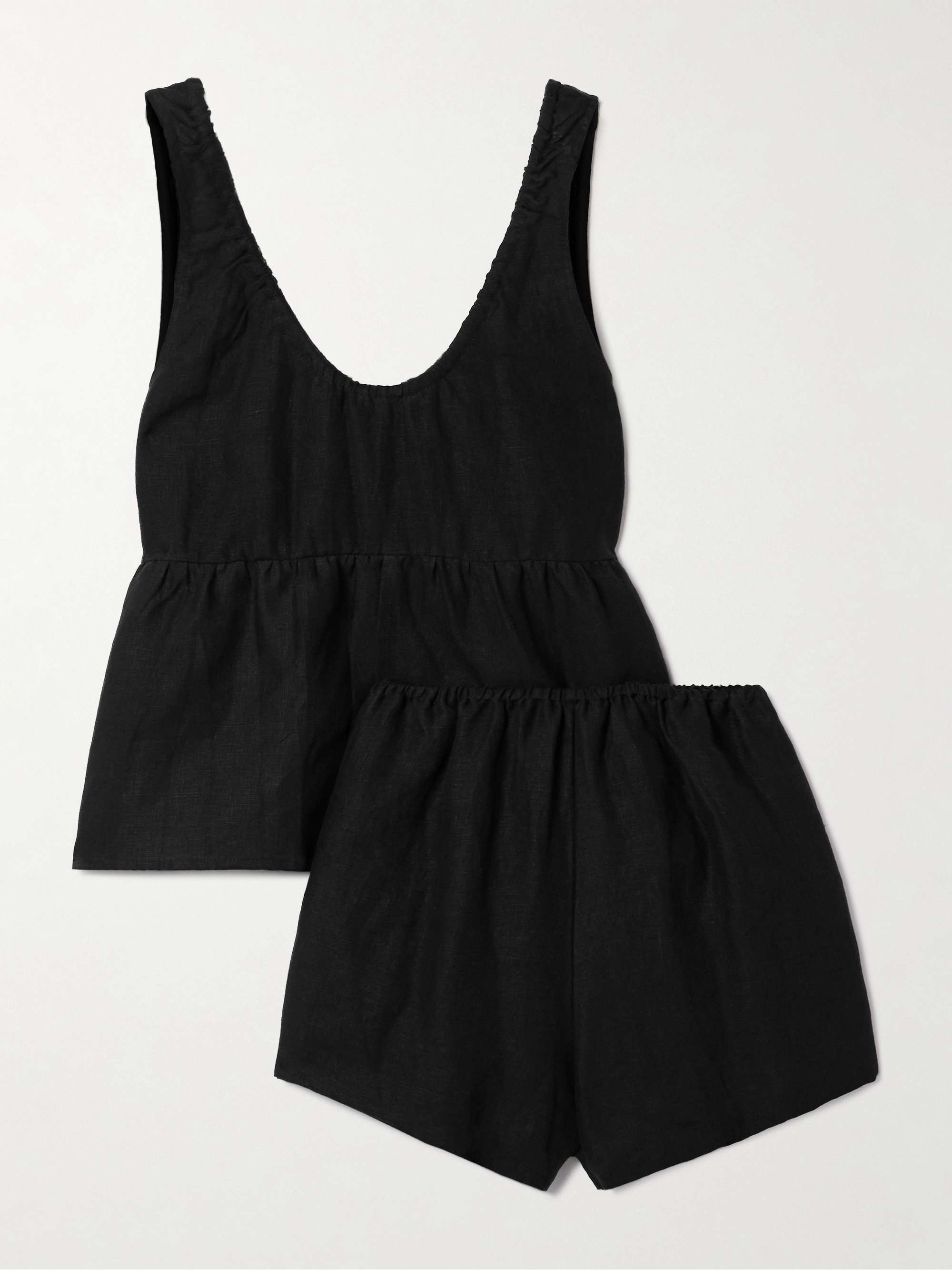 Linen tank and shorts pajama set hero visual