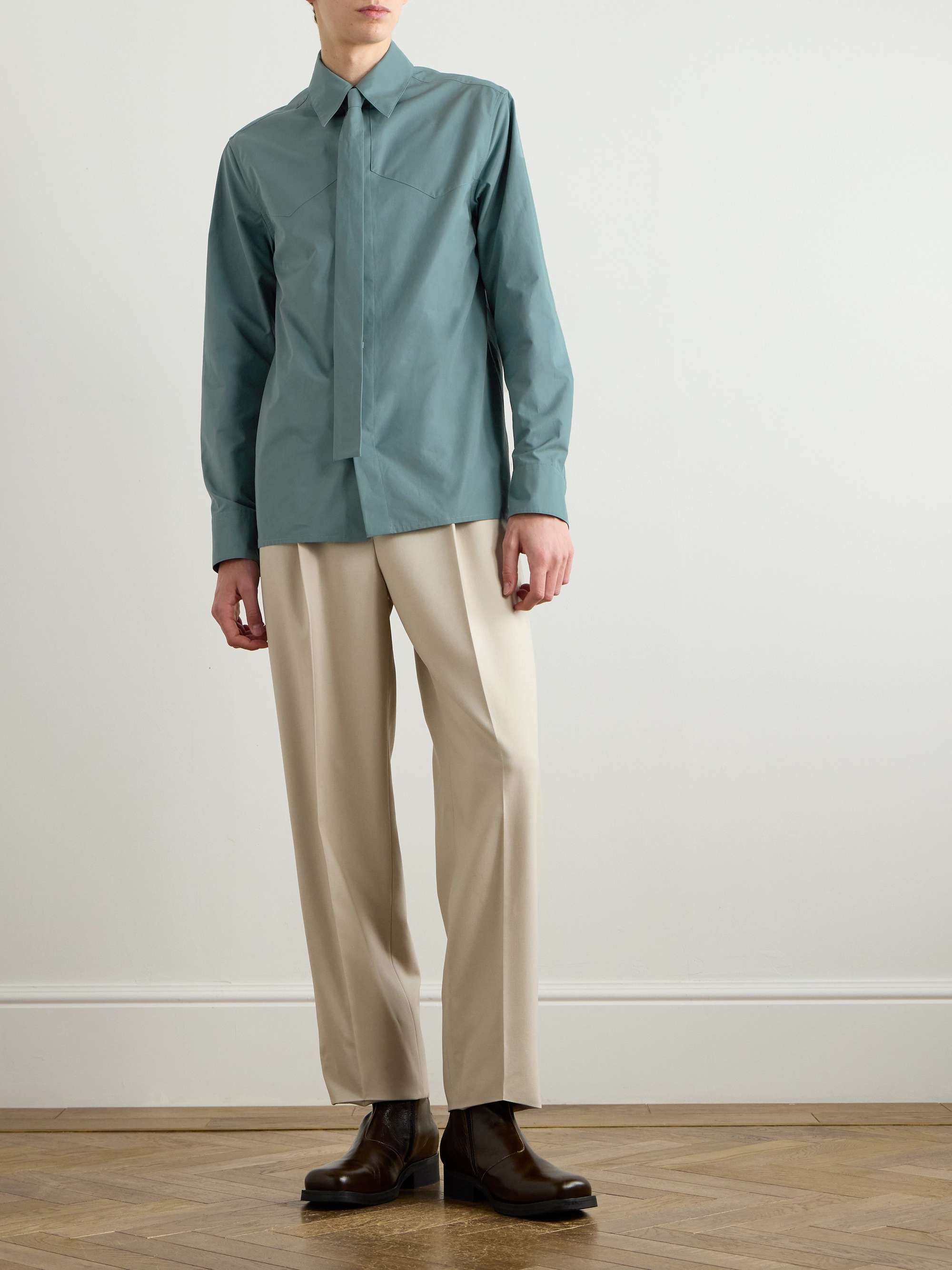 Cotton-Poplin Shirt with Tie view
