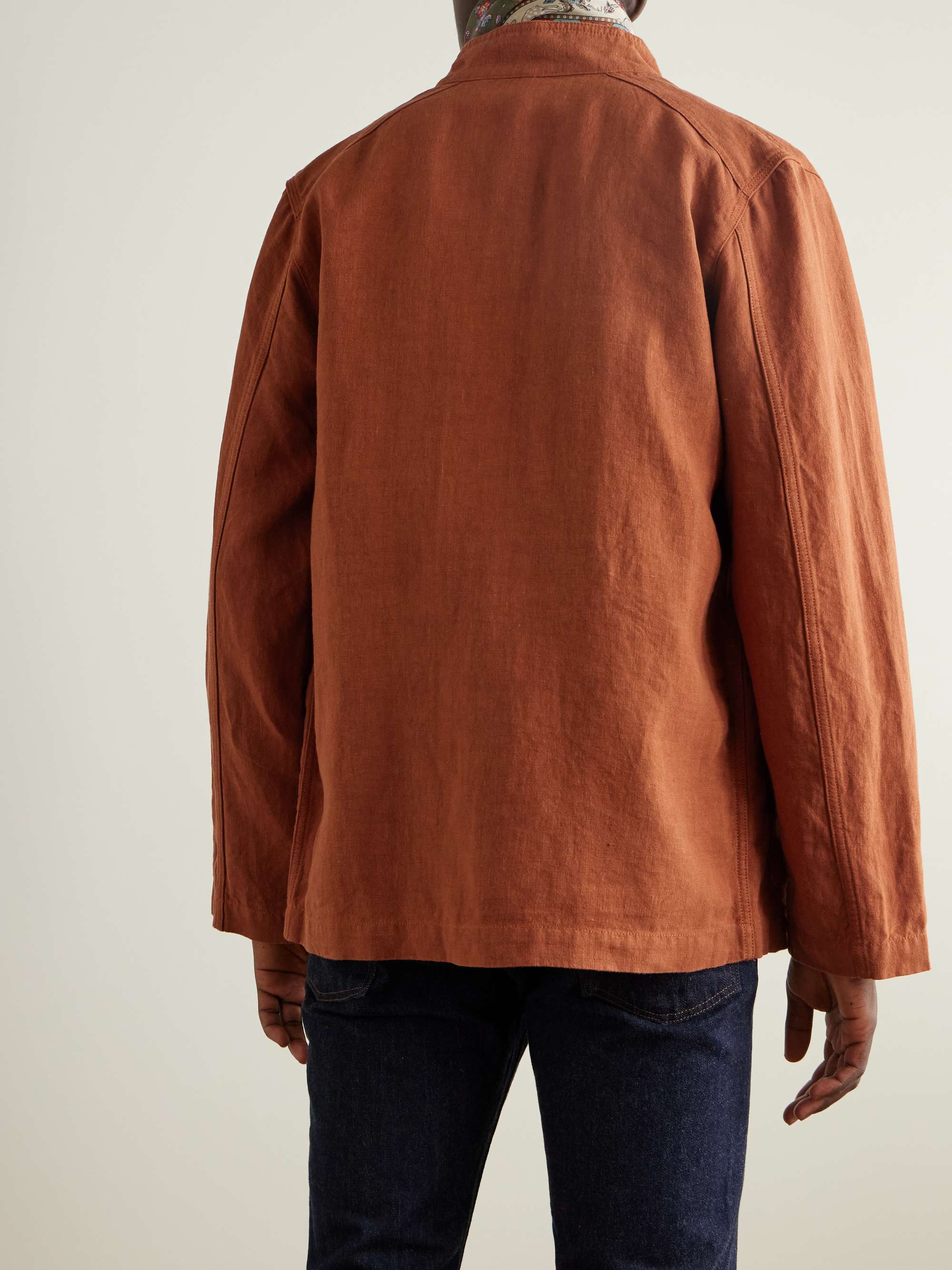 Nehru-Collar Linen Chore Jacket view