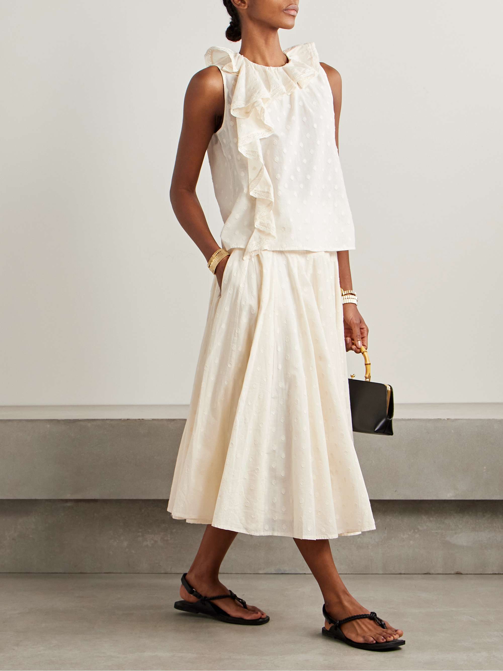 Luisa fil coupé cotton-voile midi skirt view