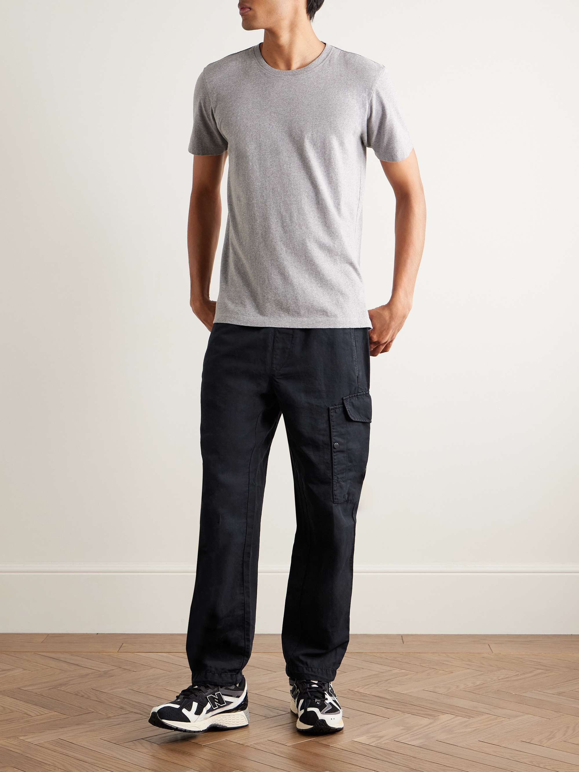 Straight-Leg Logo-Appliquéd Cotton and Linen-Blend Cargo Trousers view