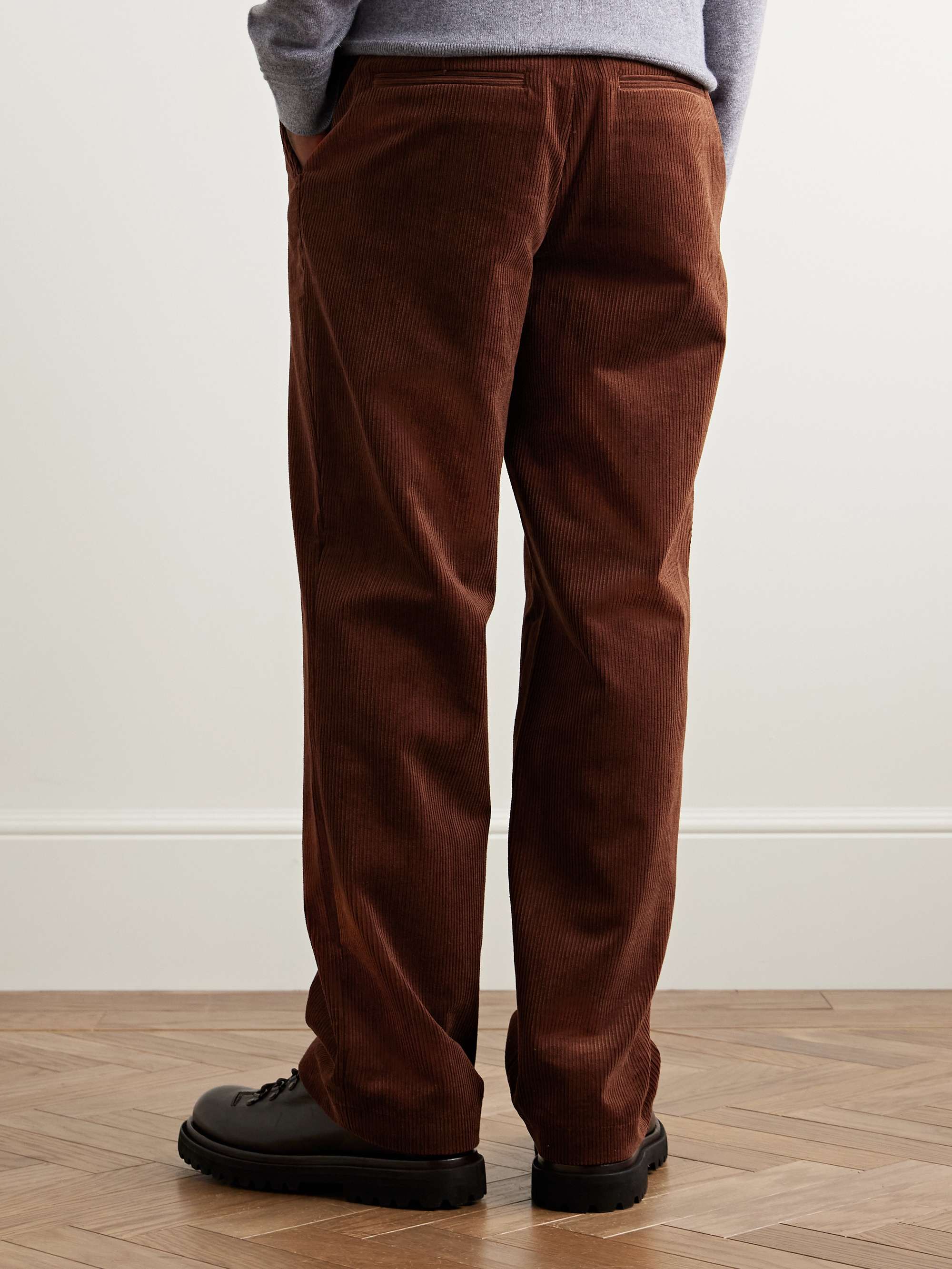 Edward Straight-Leg Organic Cotton-Corduroy Trousers view