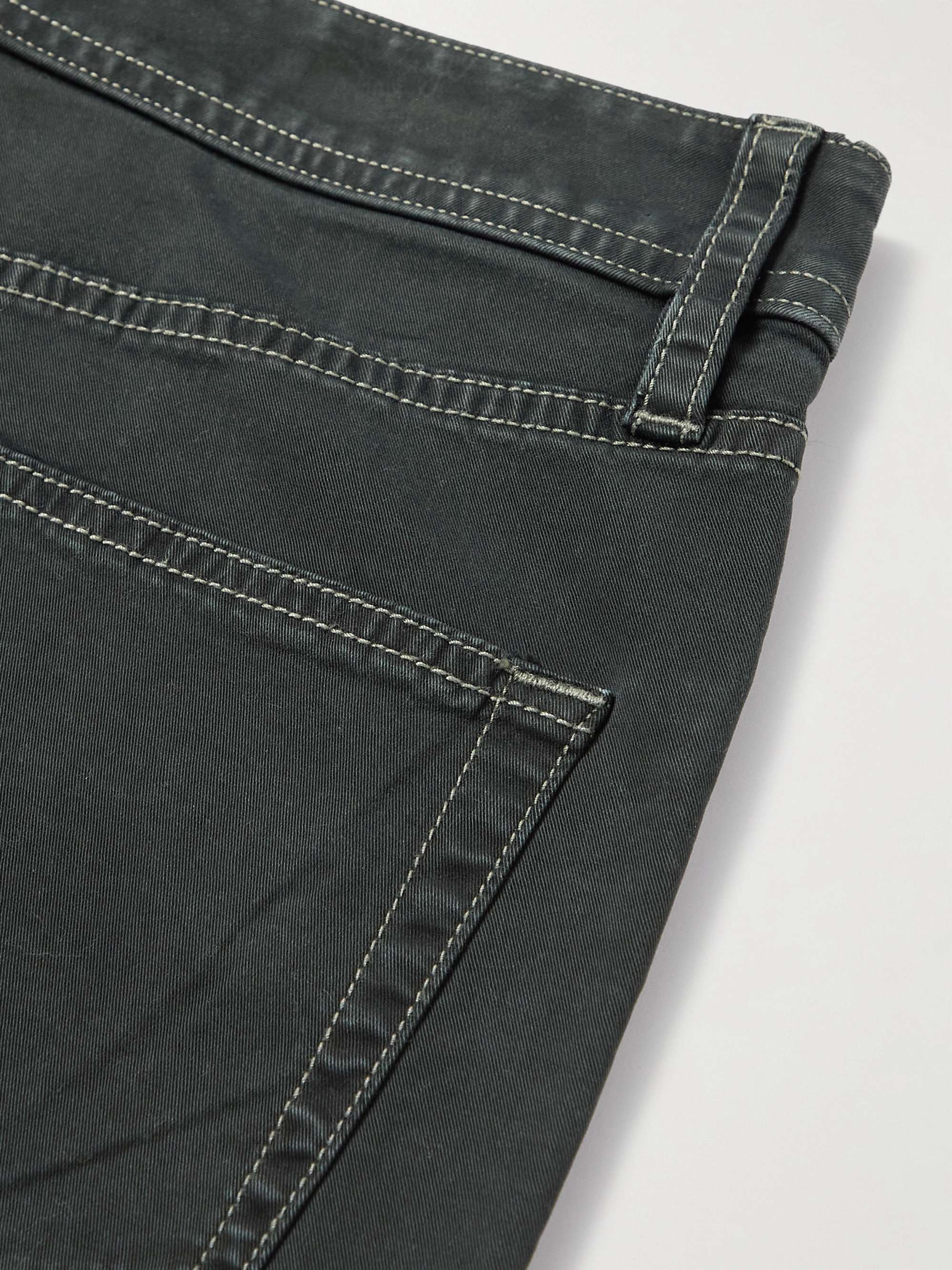 Straight-Leg Brushed Cotton-Blend Twill Trousers view
