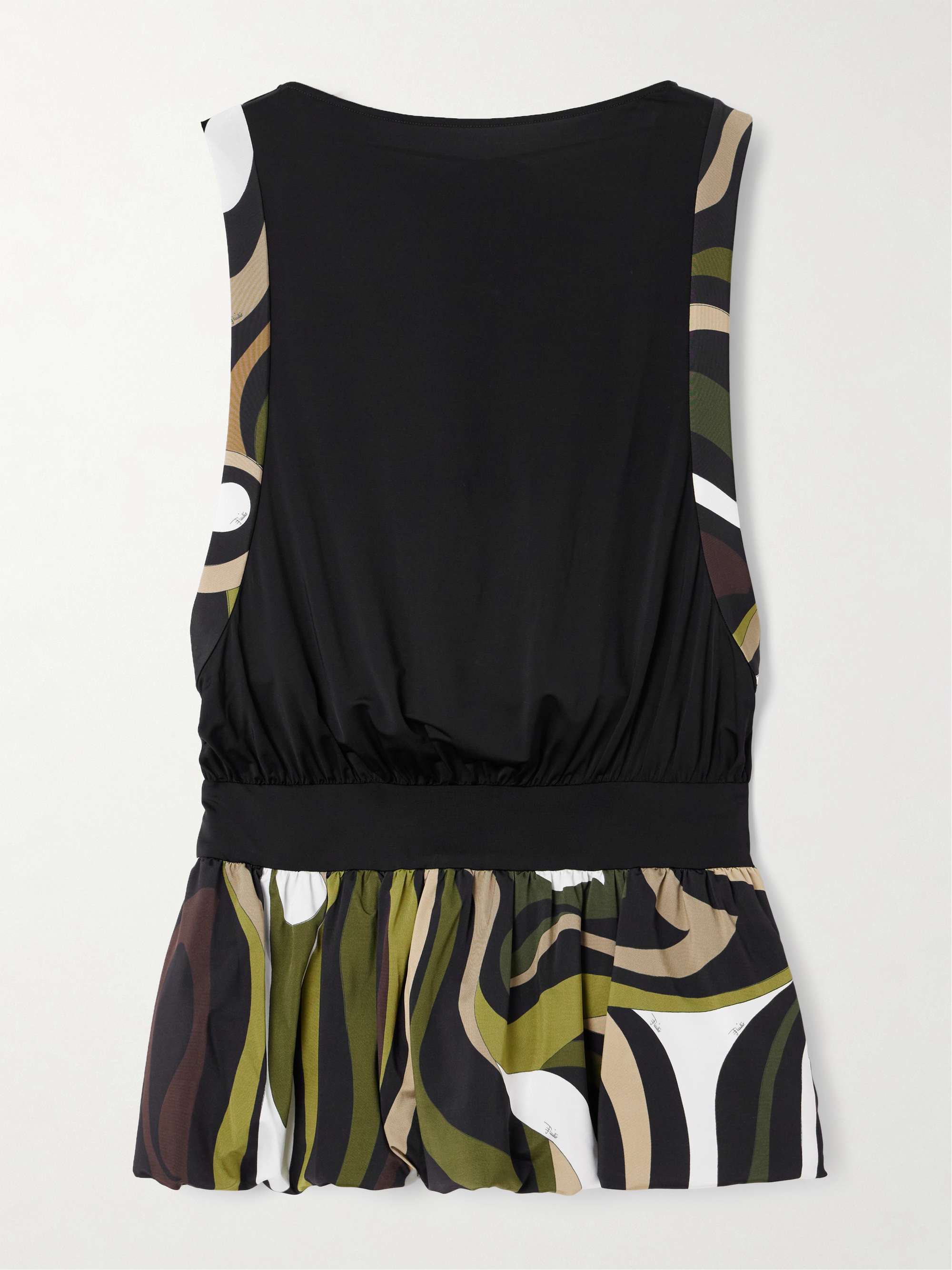 Open-back gathered printed stretch-satin jersey mini dress hero visual