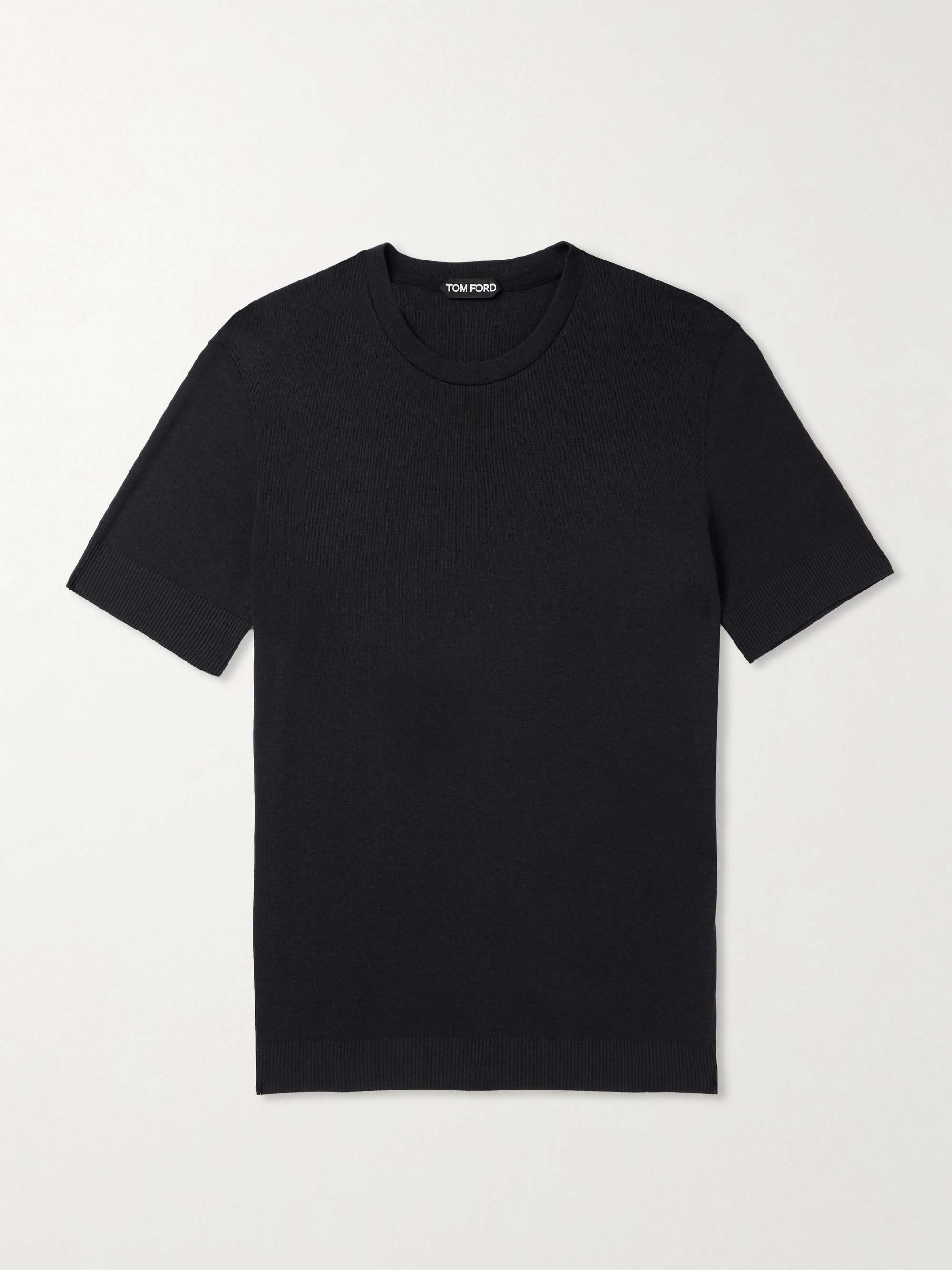 Placed Rib Slim-Fit Lyocell and Cotton-Blend Jersey T-Shirt hero visual