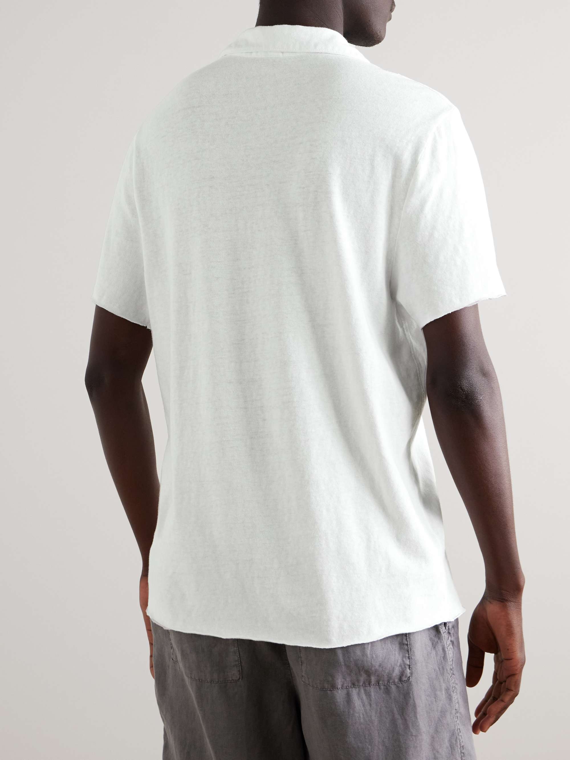Open-Collar Slub Cotton-Jersey Polo Shirt view