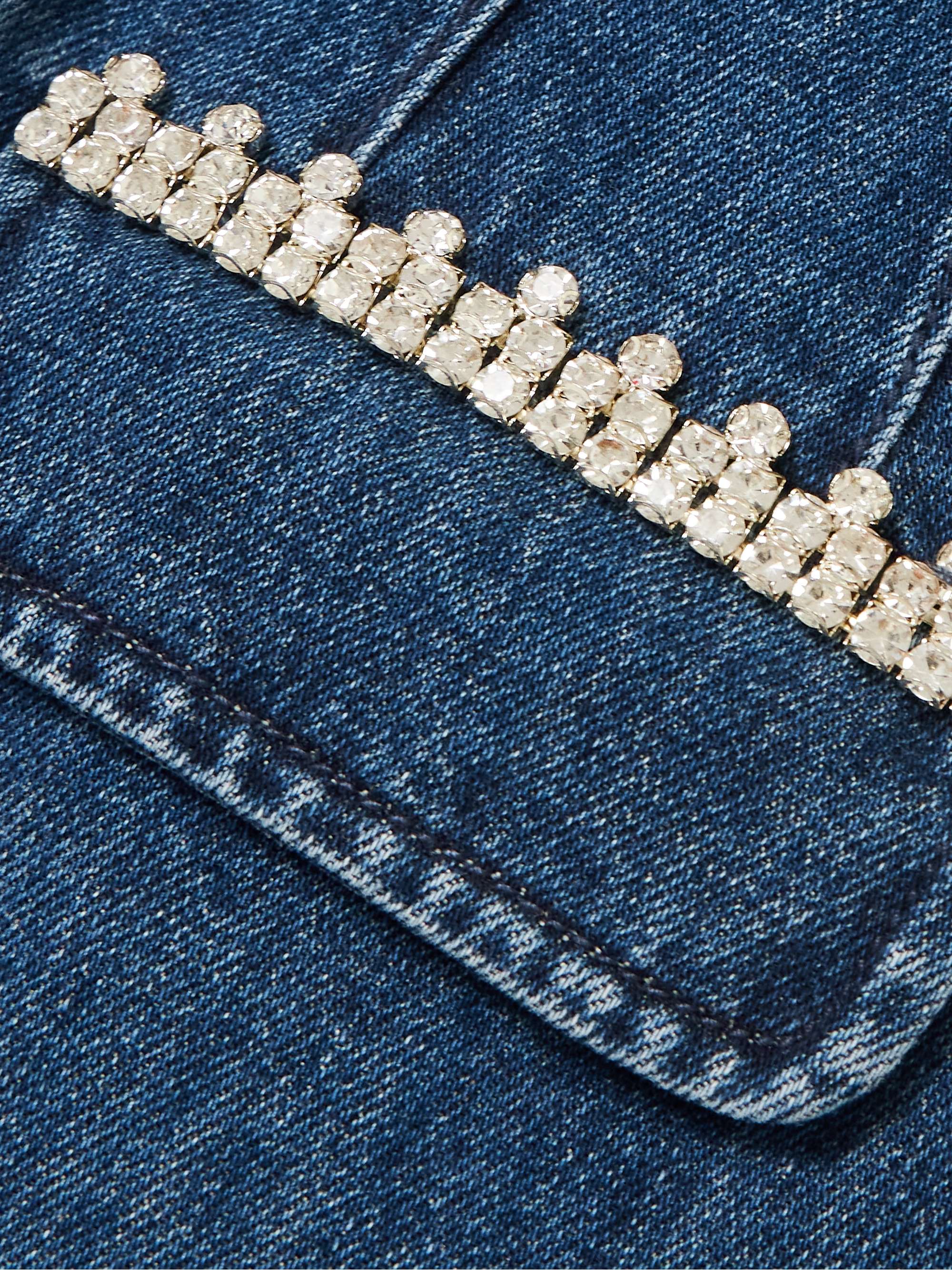 Crystal-embellished denim mini dress view