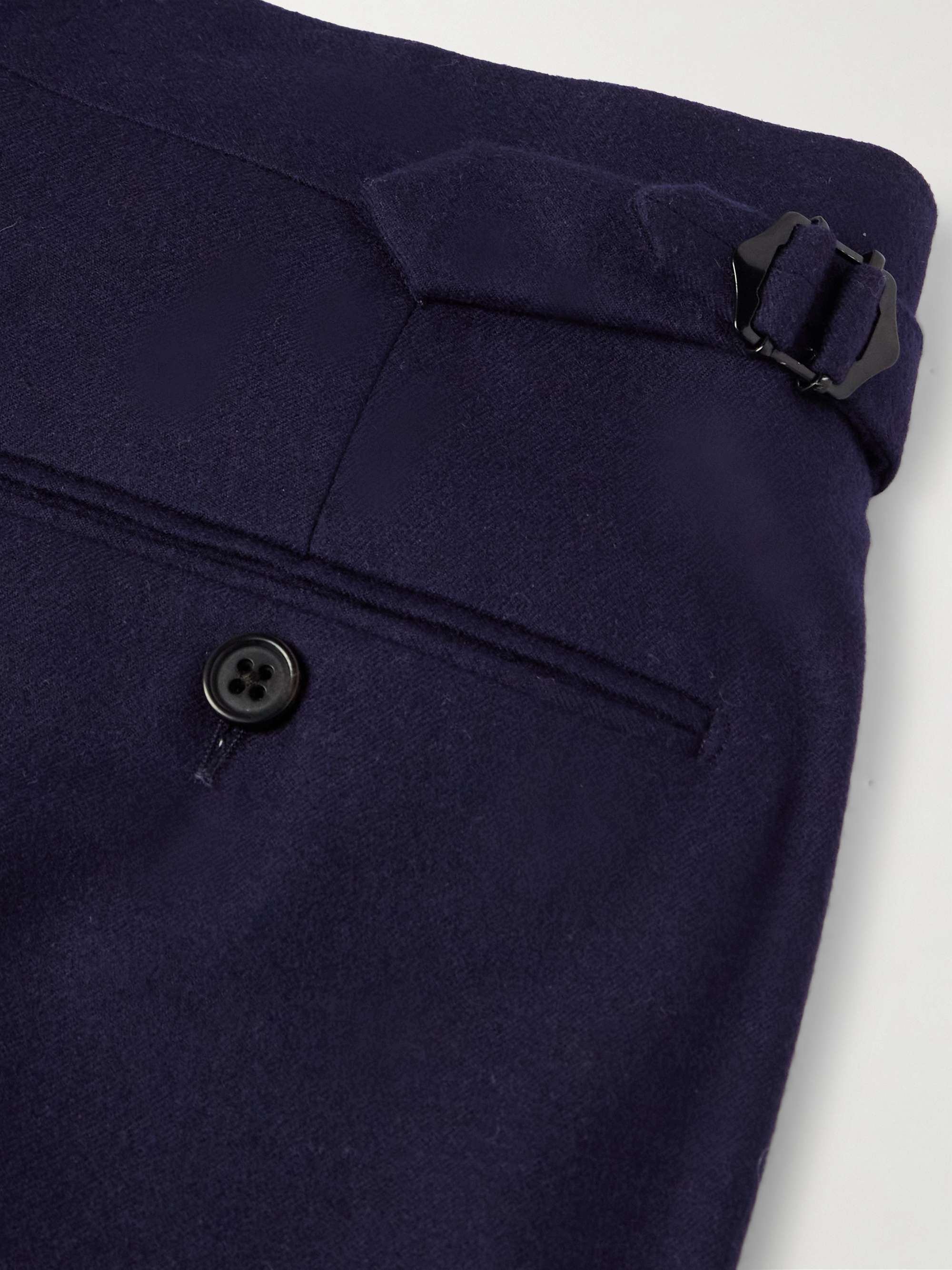 Gregory Straight-Leg Pleated Wool-Twill Trousers view
