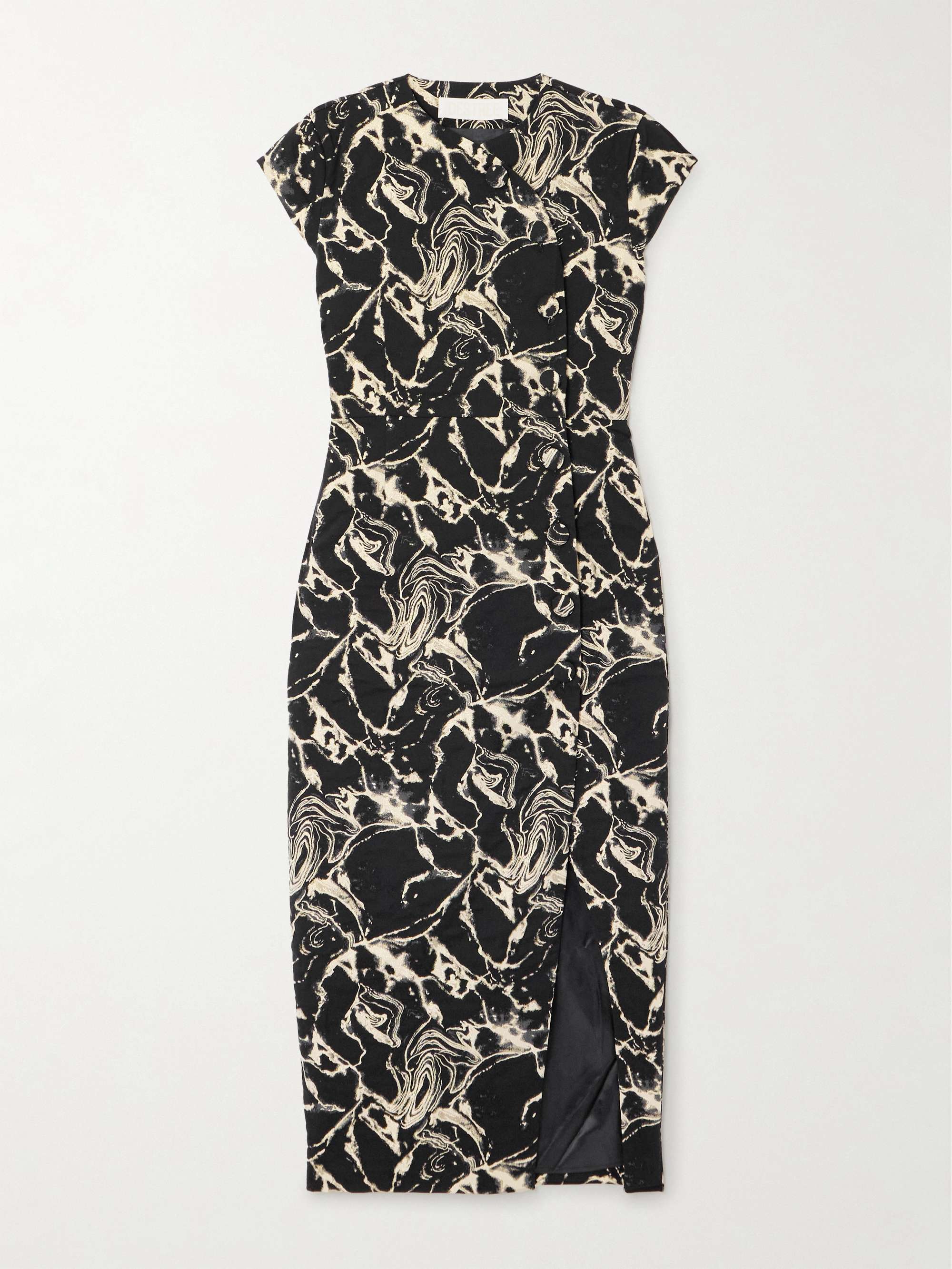 Dorothea Marble metallic cotton-blend jacquard midi wrap dress hero visual