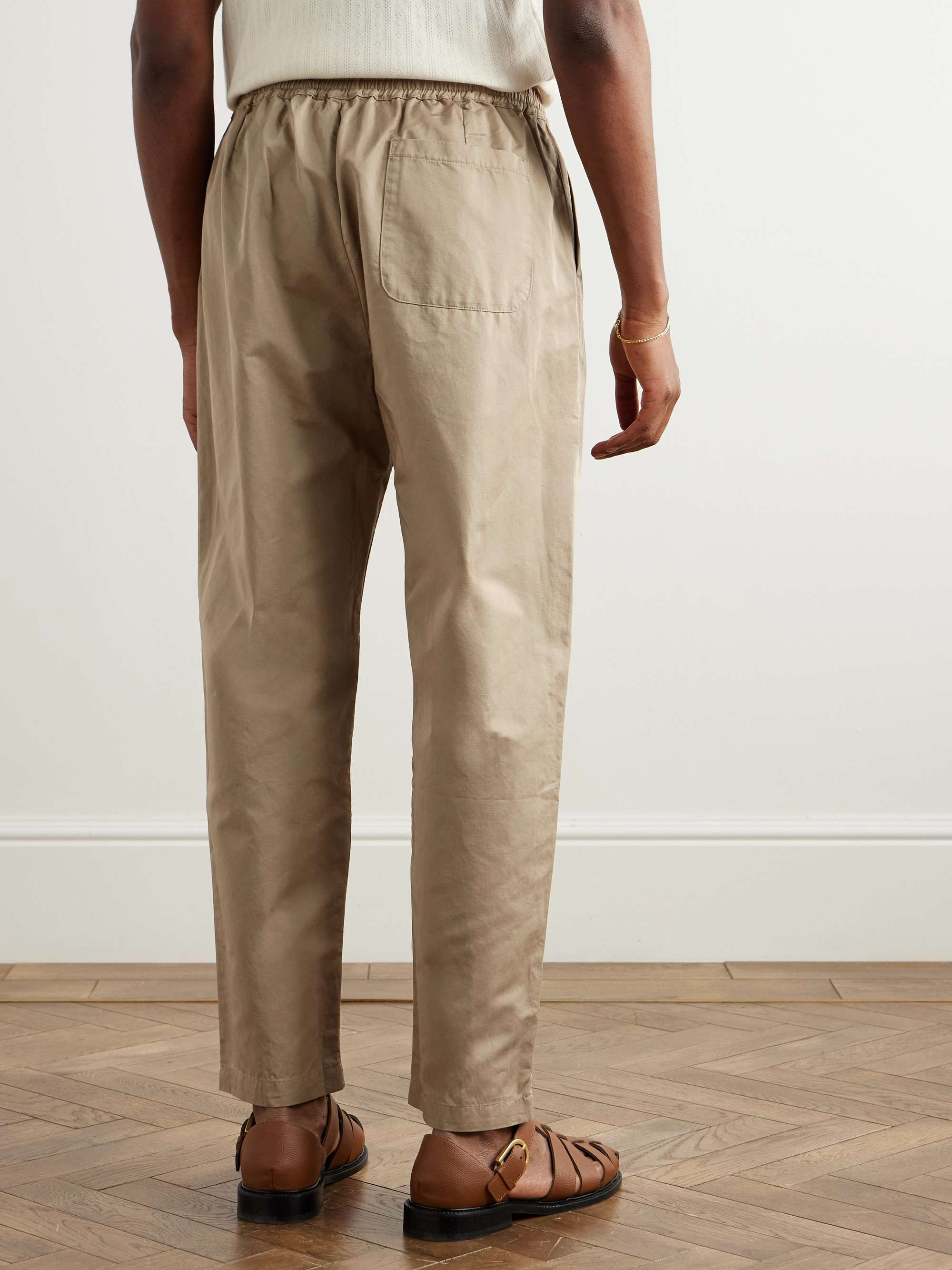 Banasa Straight-Leg Cotton and Linen-Blend Flannel Trousers view