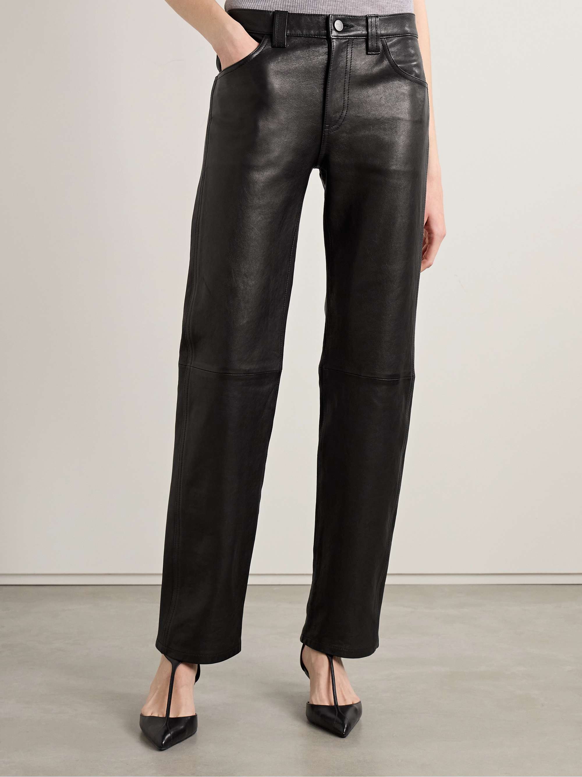 Emmet leather straight-leg pants view