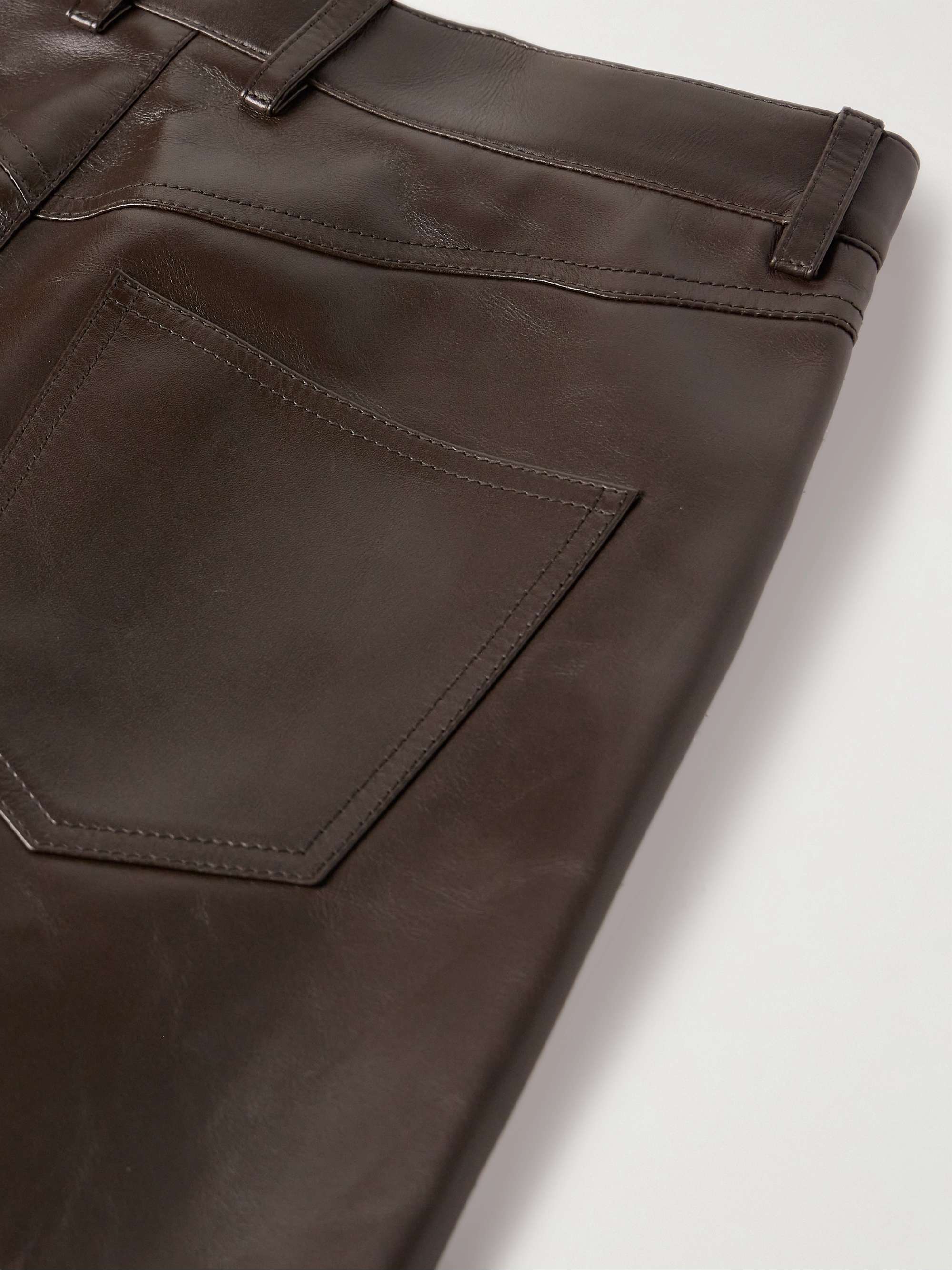 Straight-Leg Panelled Leather Trousers view