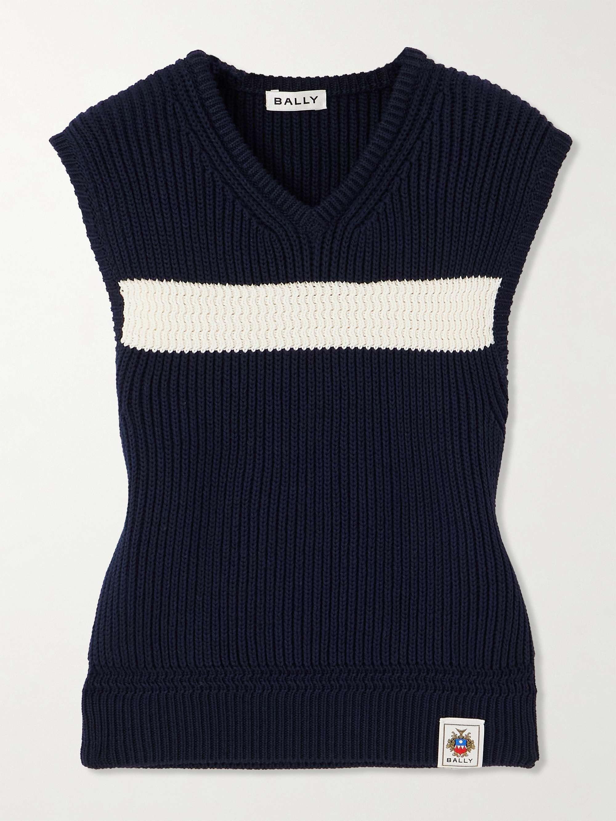 Appliquéd two-tone ribbed-knit cotton vest hero visual