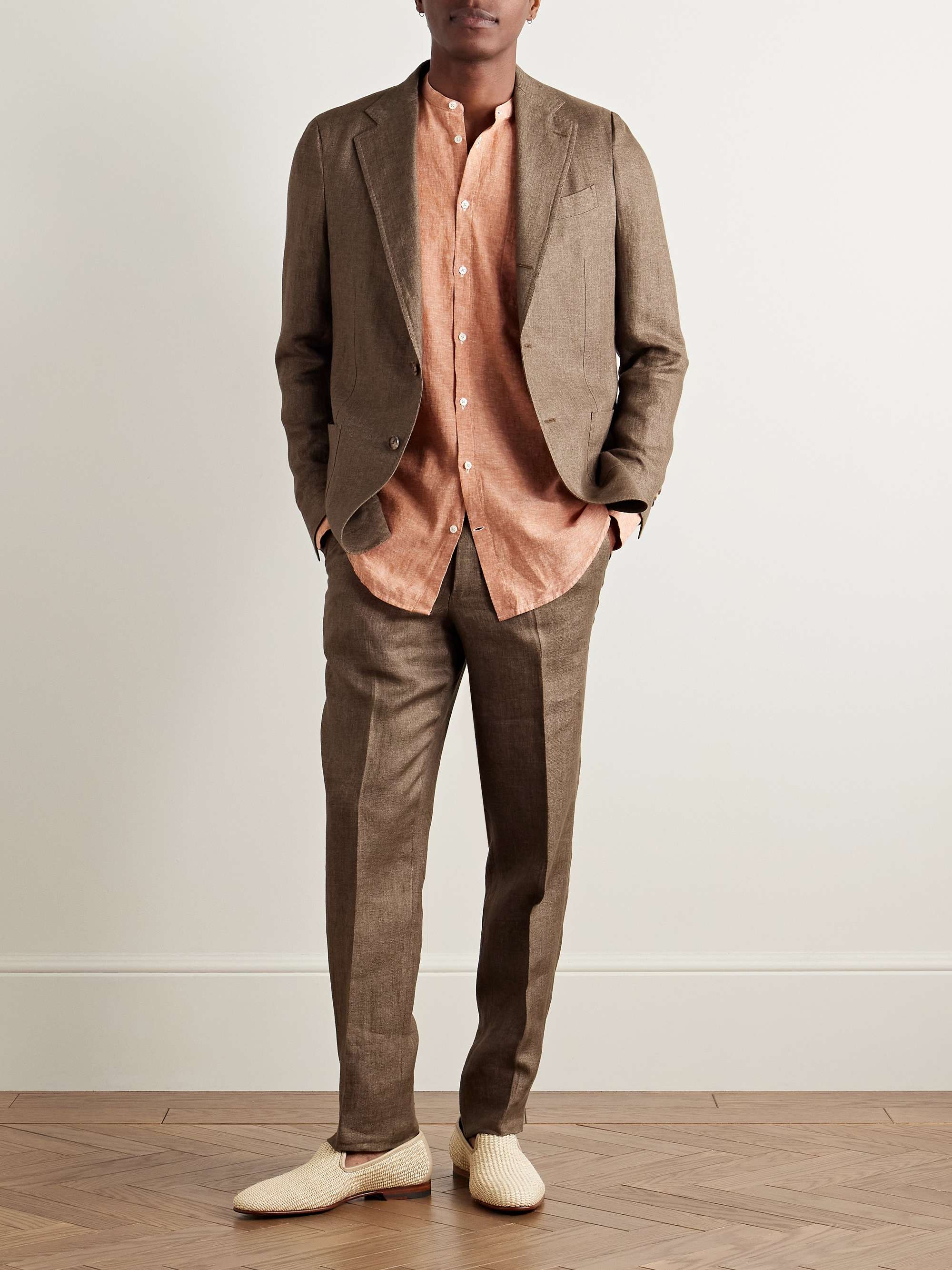 Slim-Fit Linen Suit Trousers view