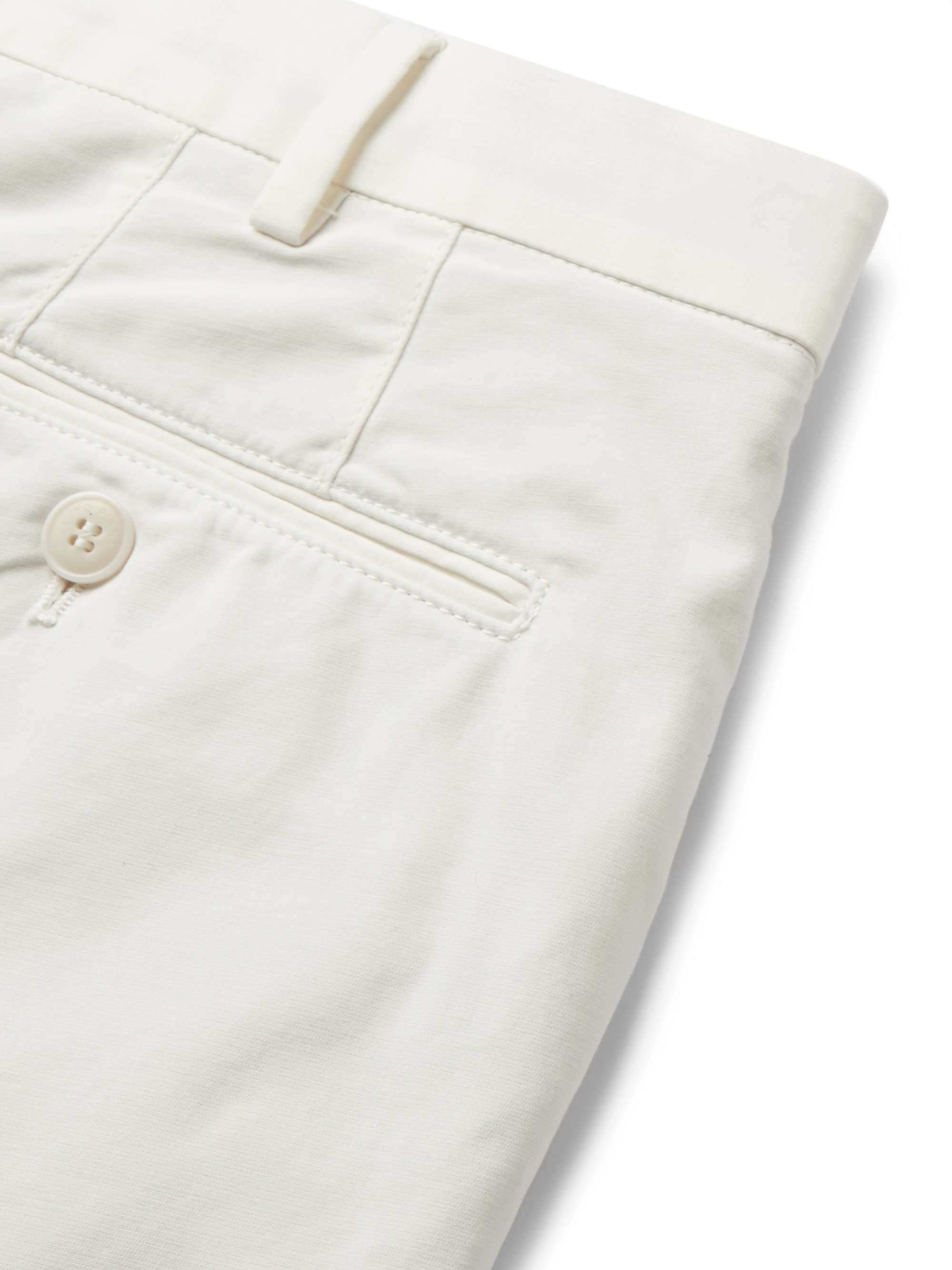 Slim-Fit Washed Cotton-Blend Trousers view