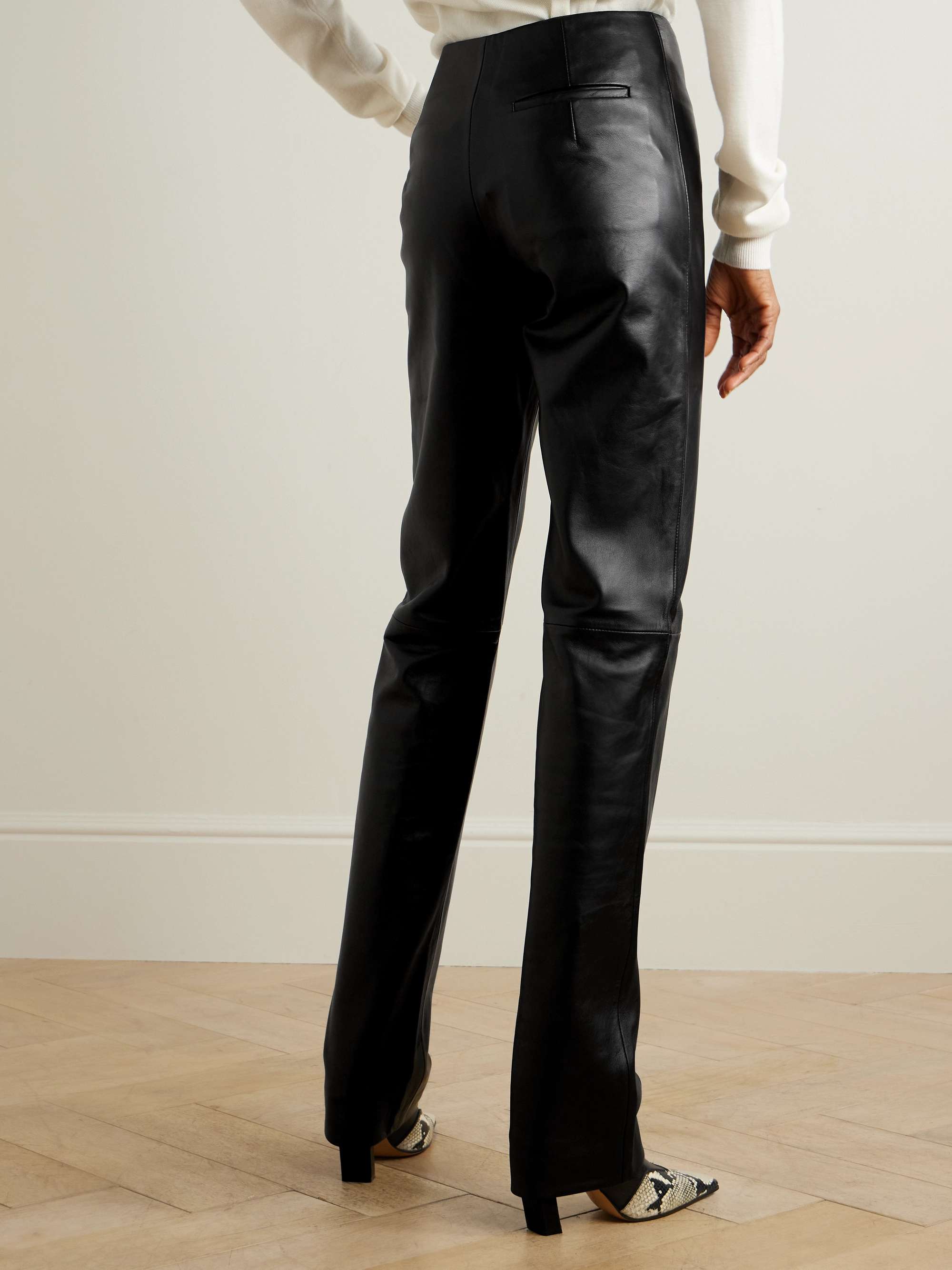 Ziggy darted leather straight-leg pants view