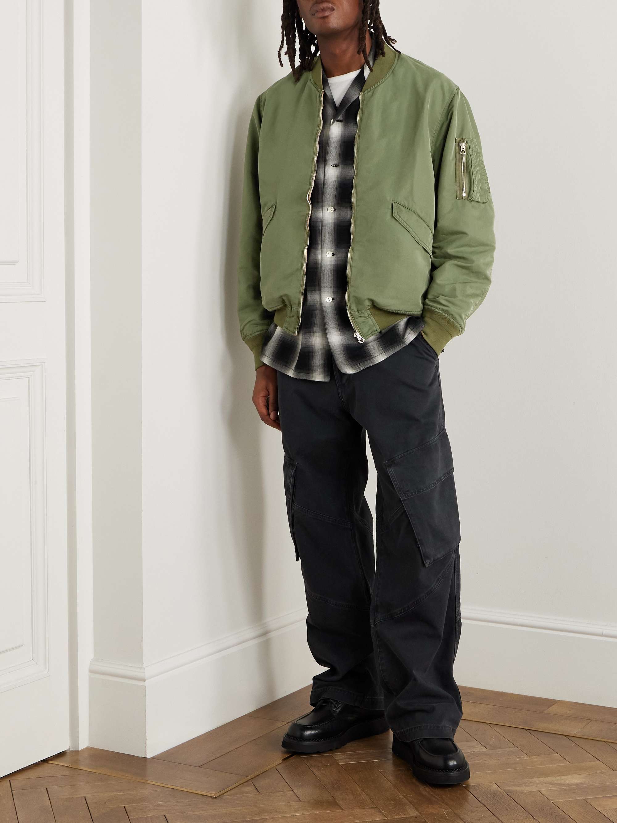 Reversible Embroidered Satin-Twill and Twill Bomber Jacket view